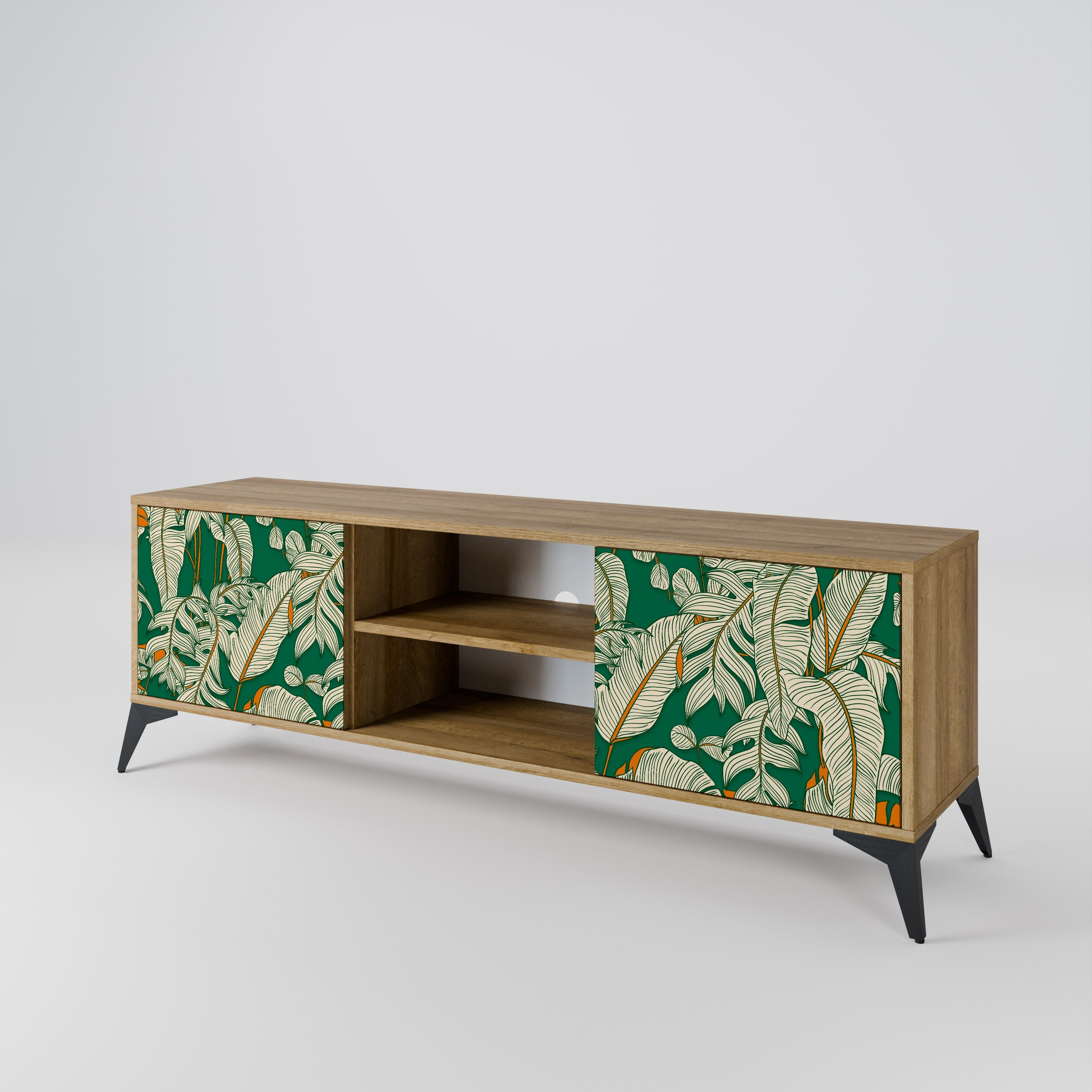 VERDANT PLEASURES 2-Door TV Stand in Oak Effect