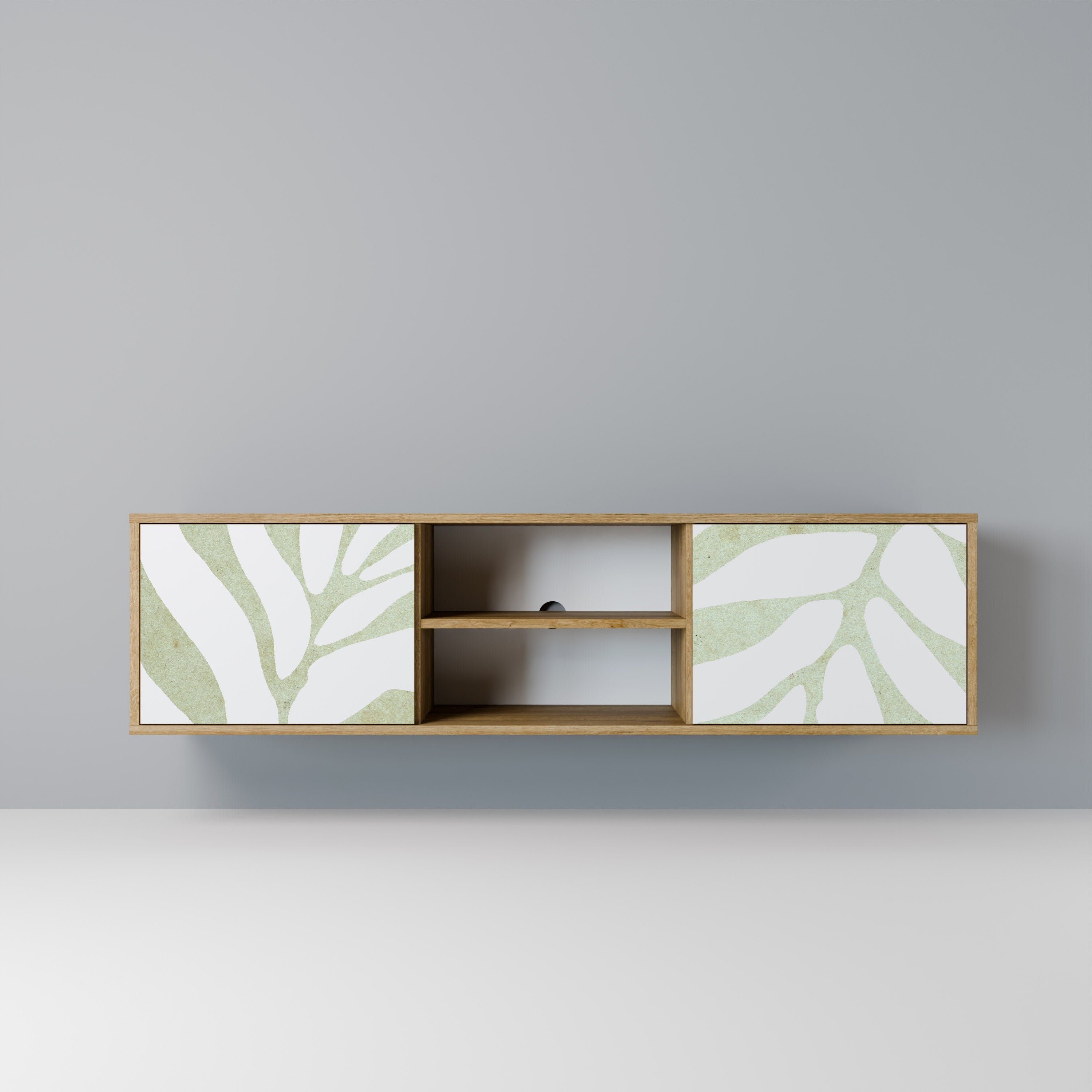 BOTANICAL SPARK 2-Door TV Stand in Oak Effect