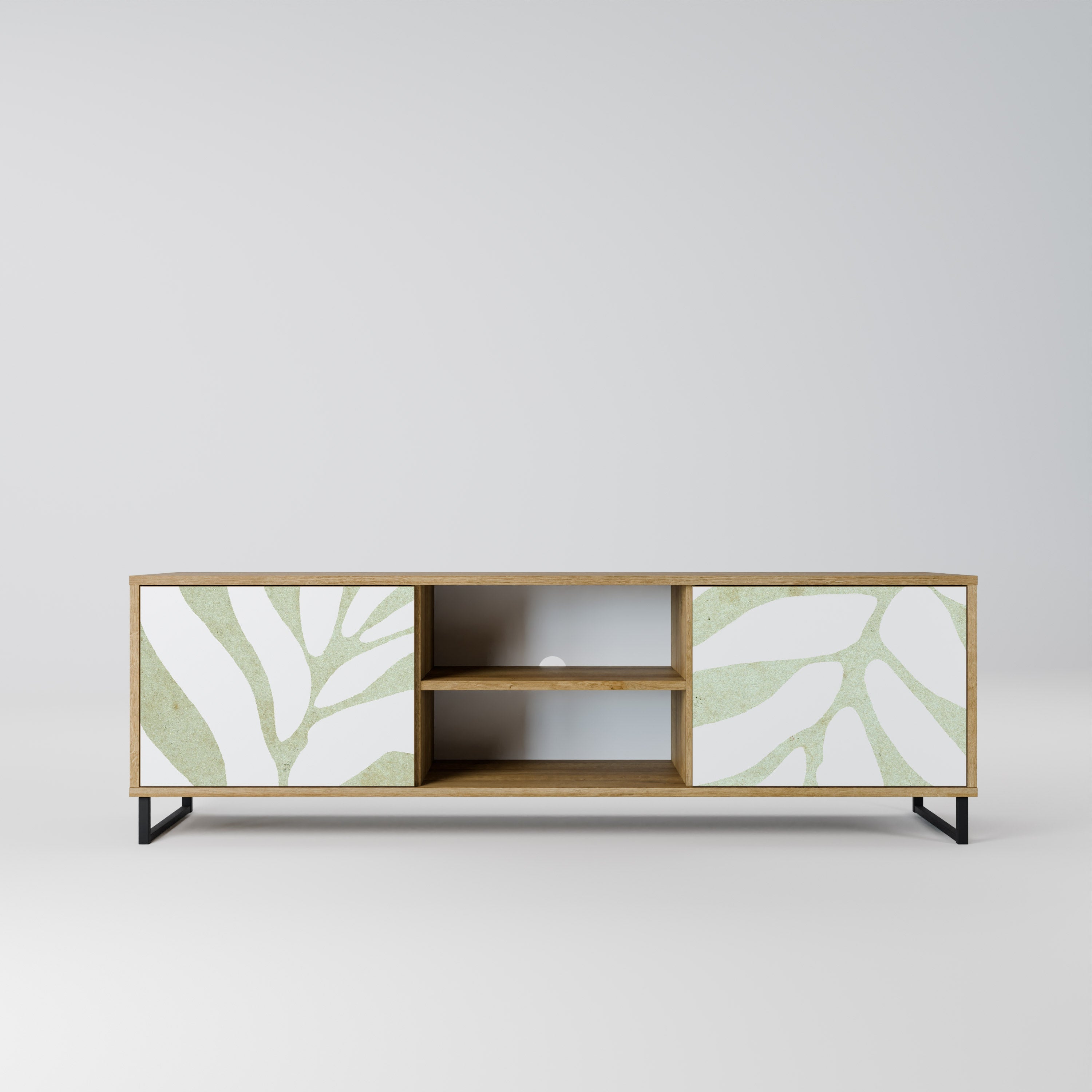 BOTANICAL SPARK 2-Door TV Stand in Oak Effect