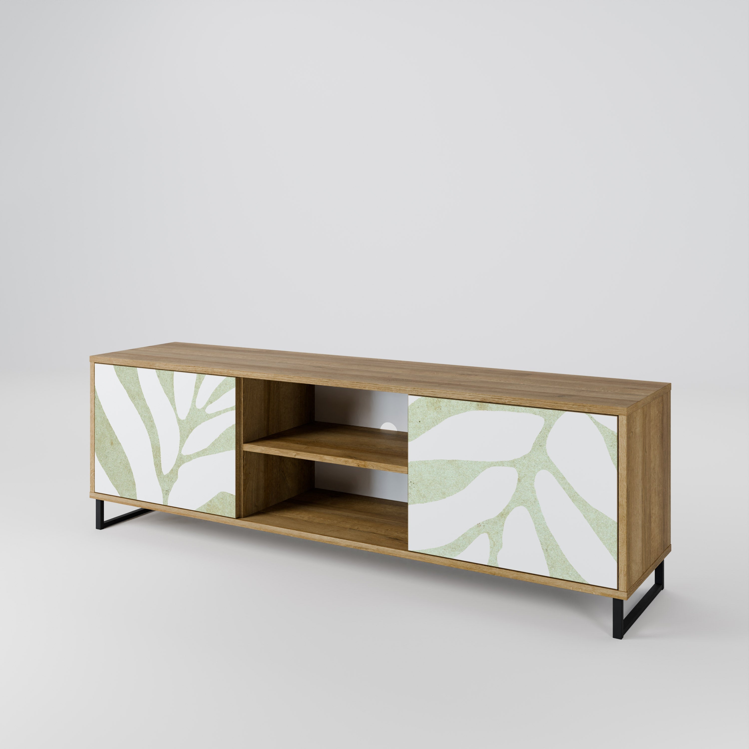 BOTANICAL SPARK 2-Door TV Stand in Oak Effect