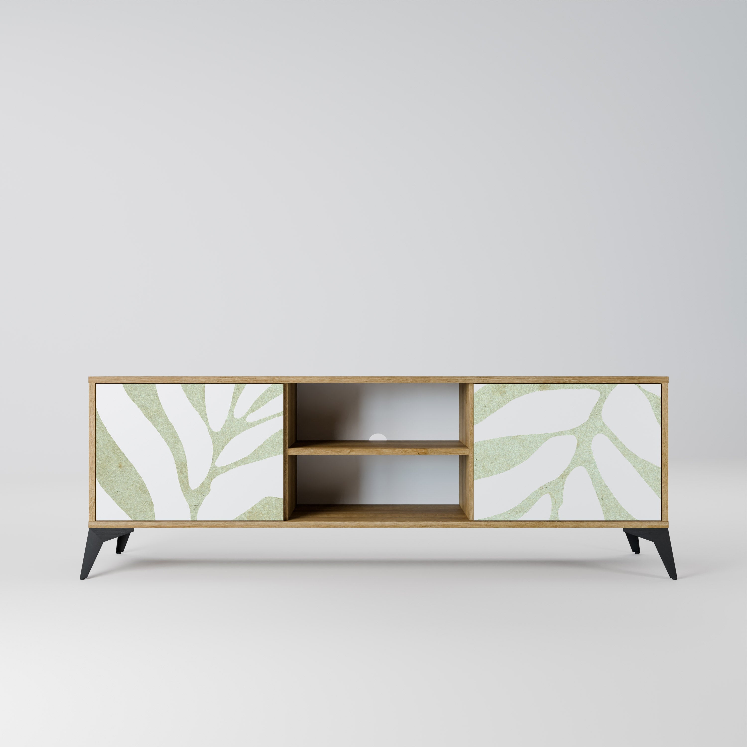 BOTANICAL SPARK 2-Door TV Stand in Oak Effect