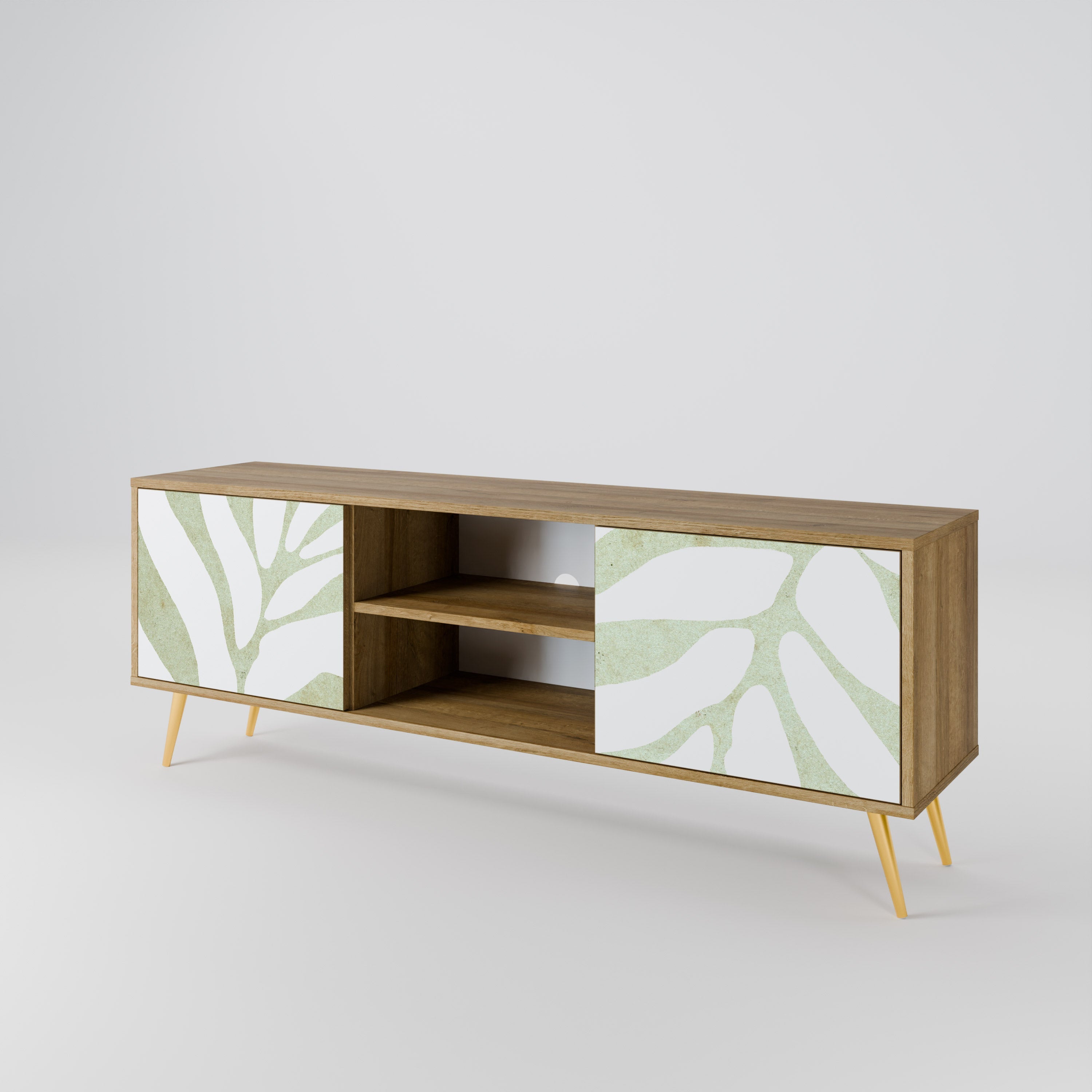 BOTANICAL SPARK 2-Door TV Stand in Oak Effect