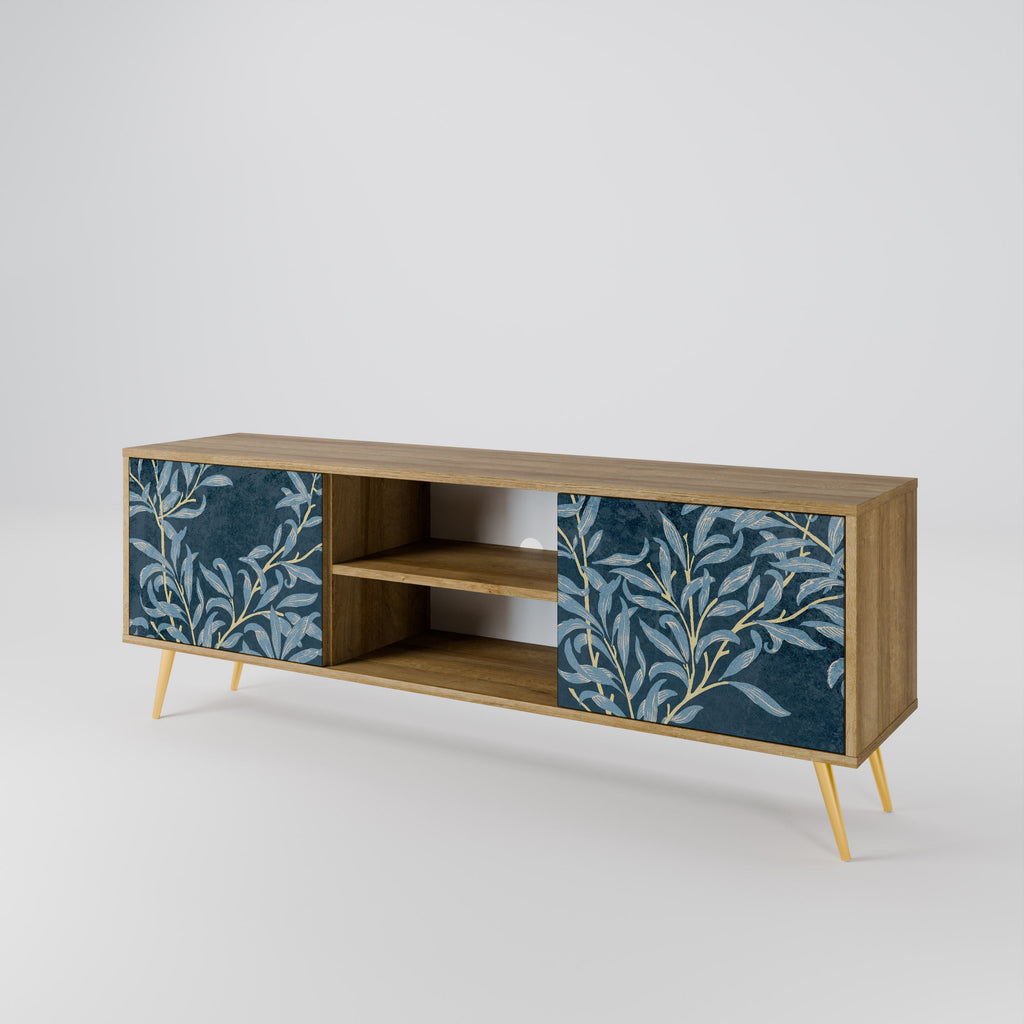 BLUE LEAVES 2-Door TV Stand in Oak Effect