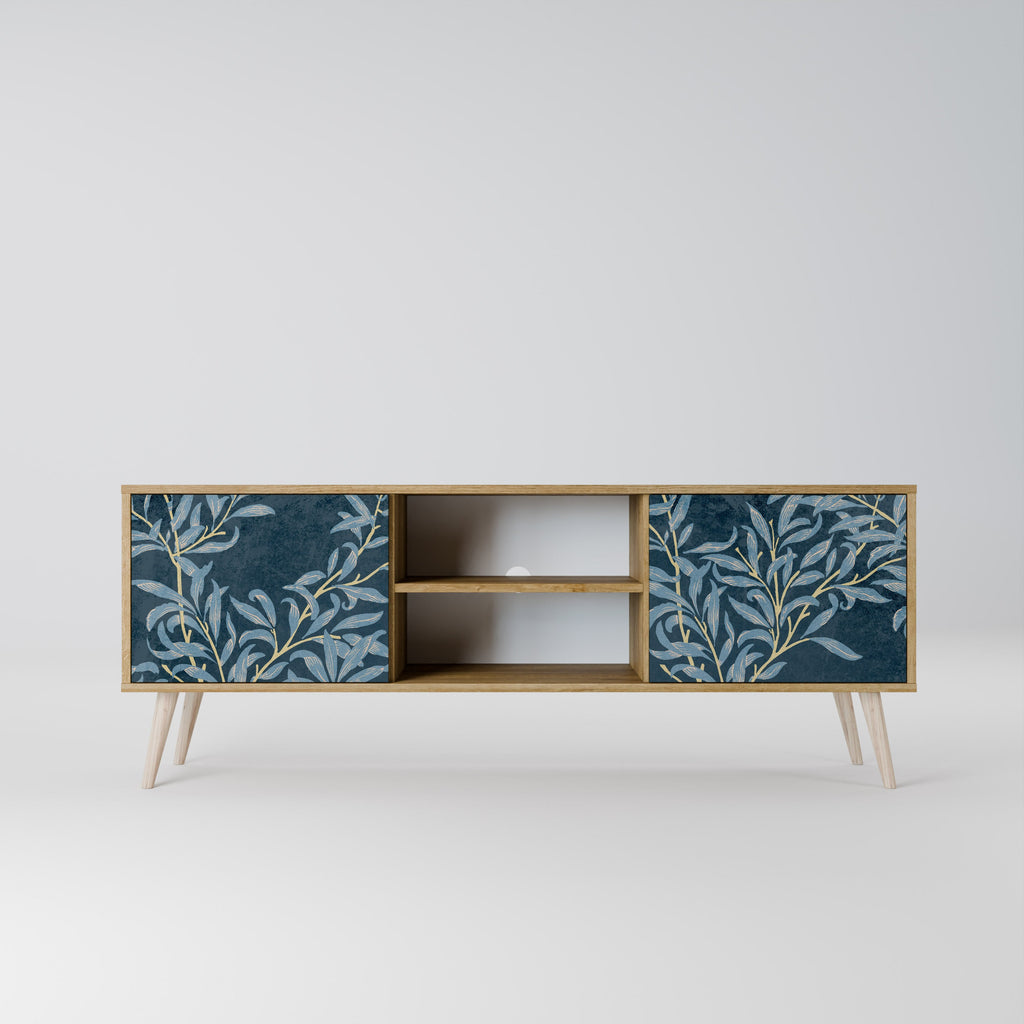 BLUE LEAVES 2-Door TV Stand in Oak Effect