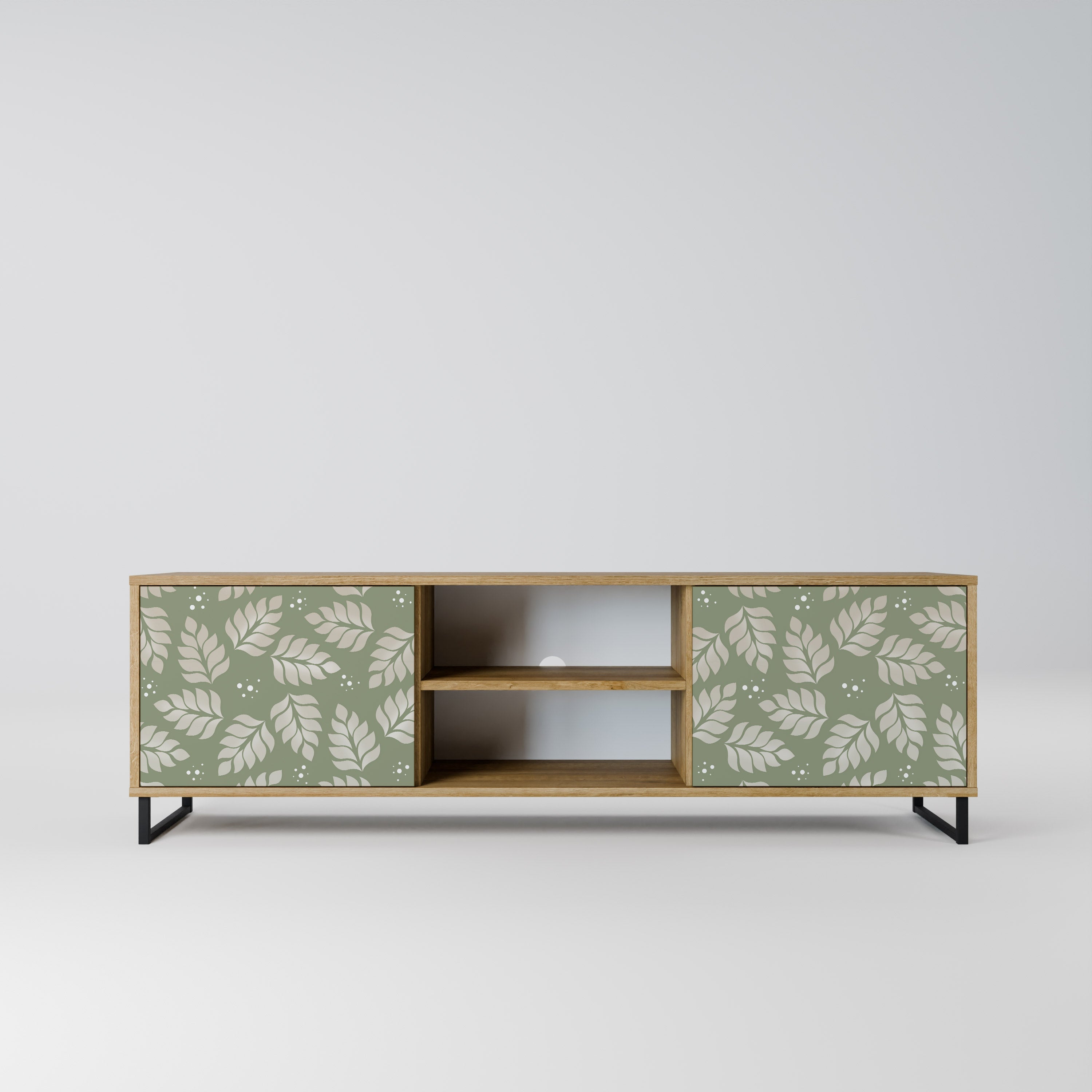 LEAVES ON GREEN Móvel de TV com 2 Portas em Efeito Carvalho