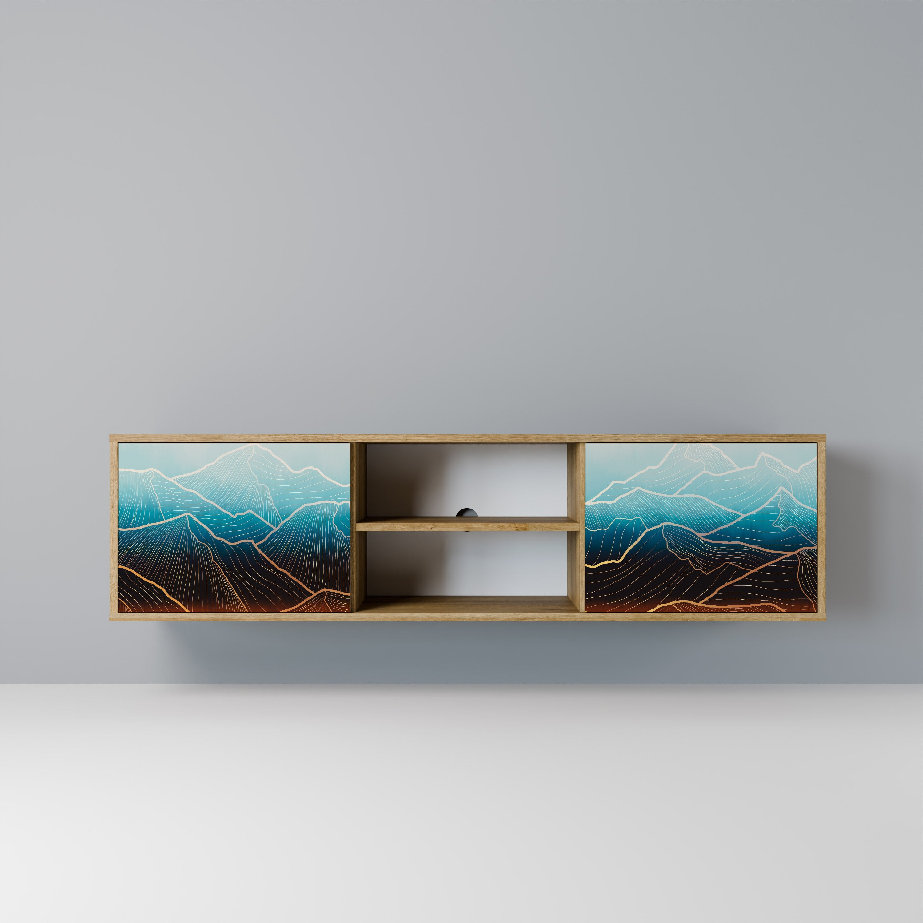 LUNAR SECRETS Móvel de TV com 2 Portas em Efeito Carvalho