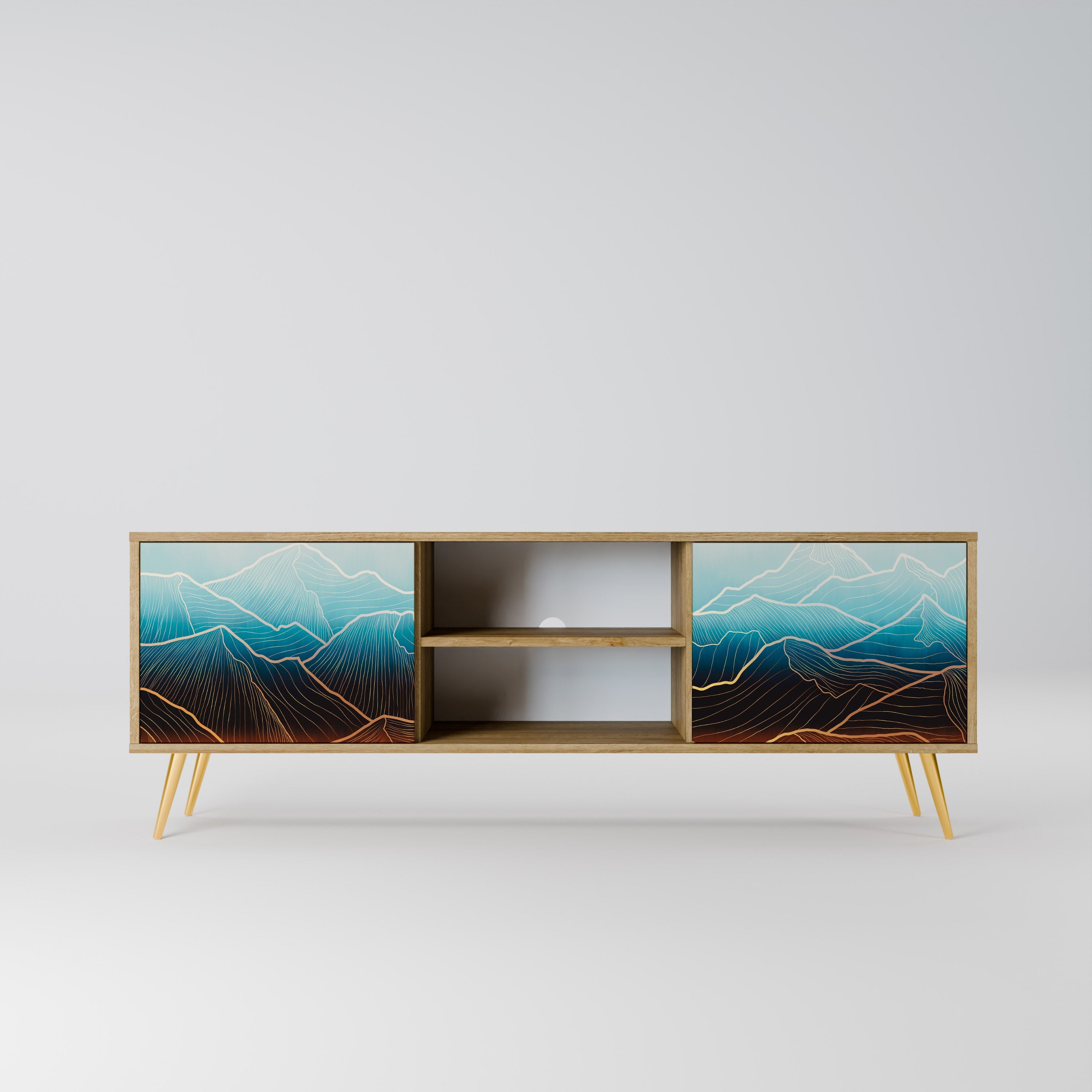 LUNAR SECRETS Móvel de TV com 2 Portas em Efeito Carvalho