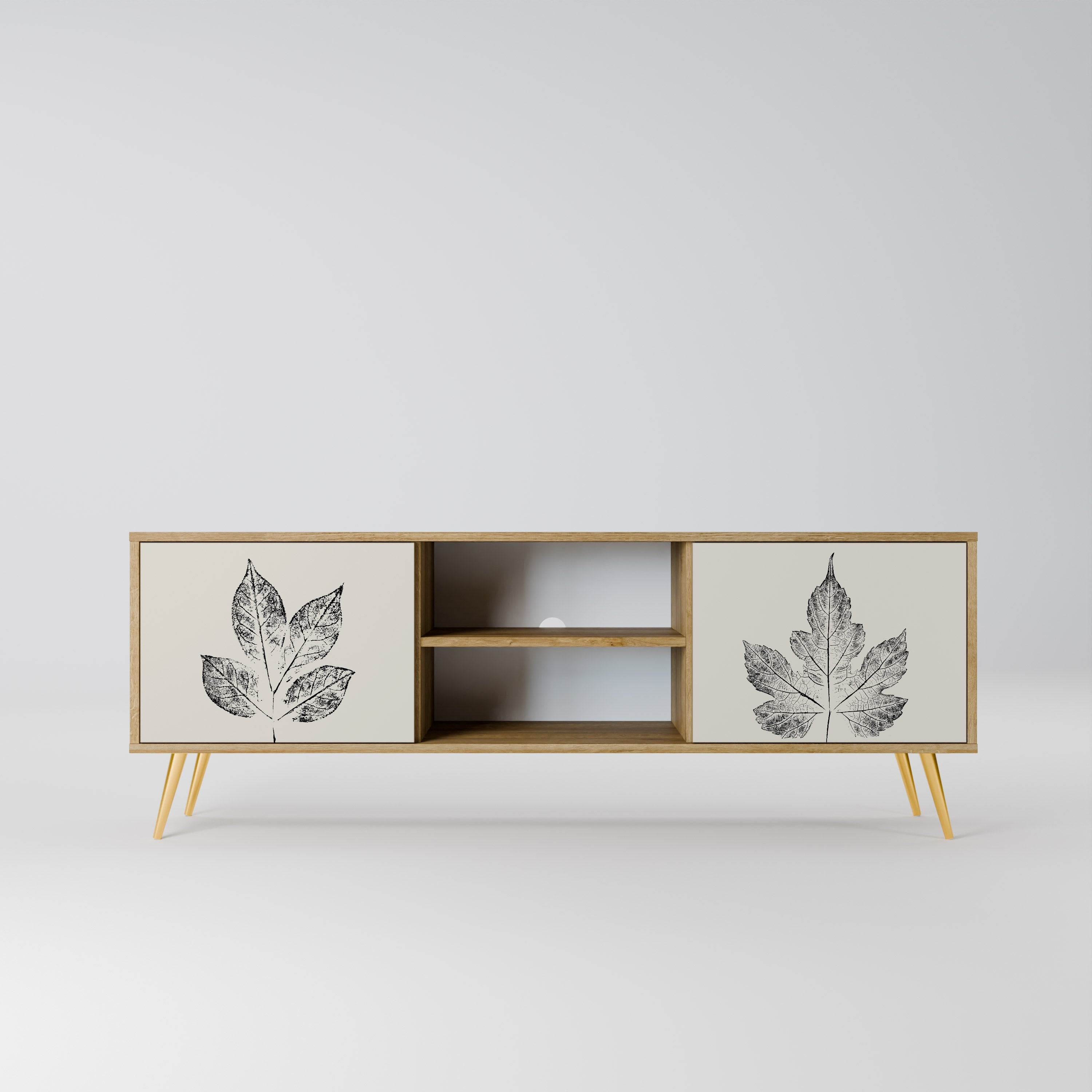 LEAFY STAMPS Móvel de TV com 2 Portas em Efeito Carvalho