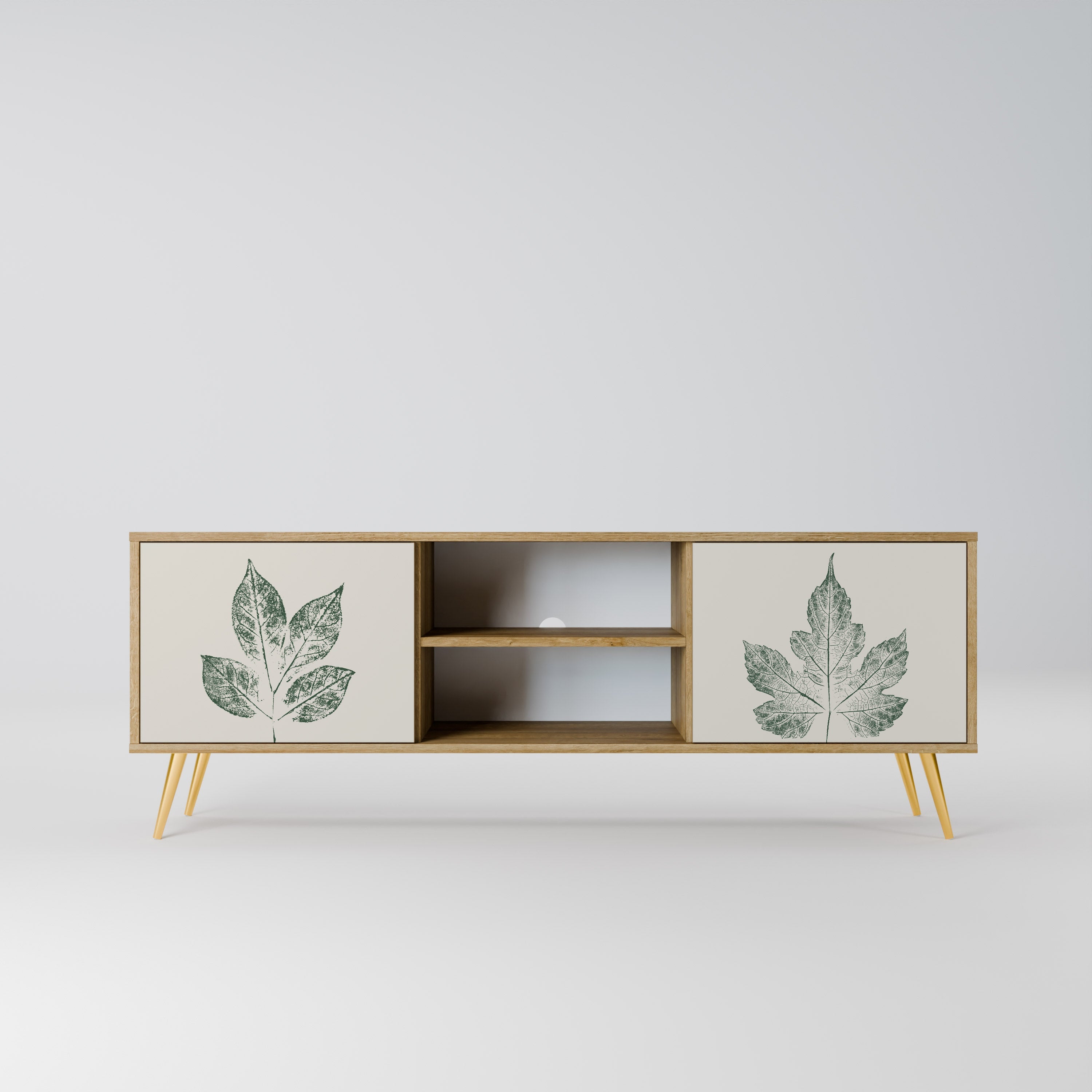 GREEN LEAFY STAMPS Móvel de TV com 2 Portas em Efeito Carvalho