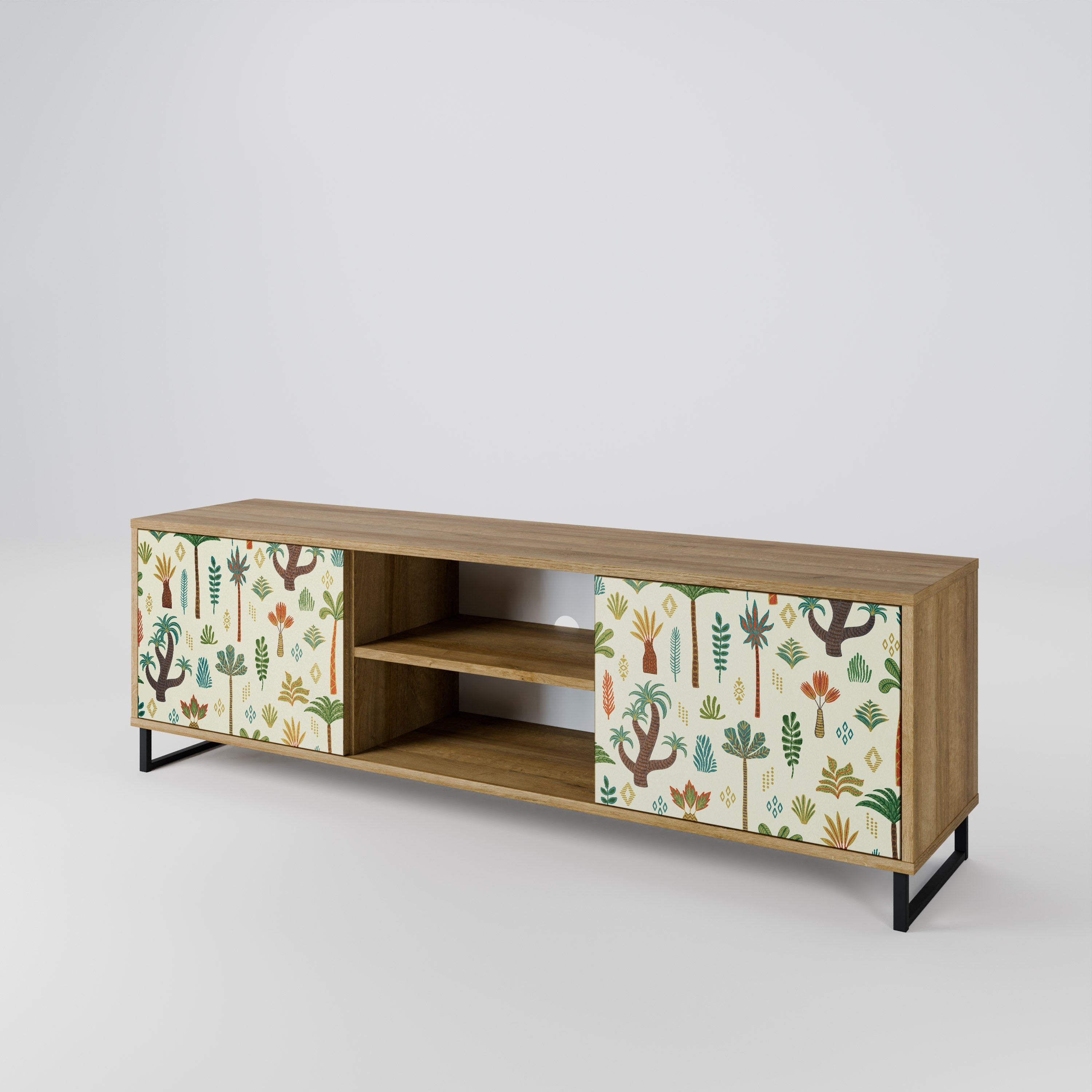 PALM SPRING 2-Door TV Stand in Oak Effect