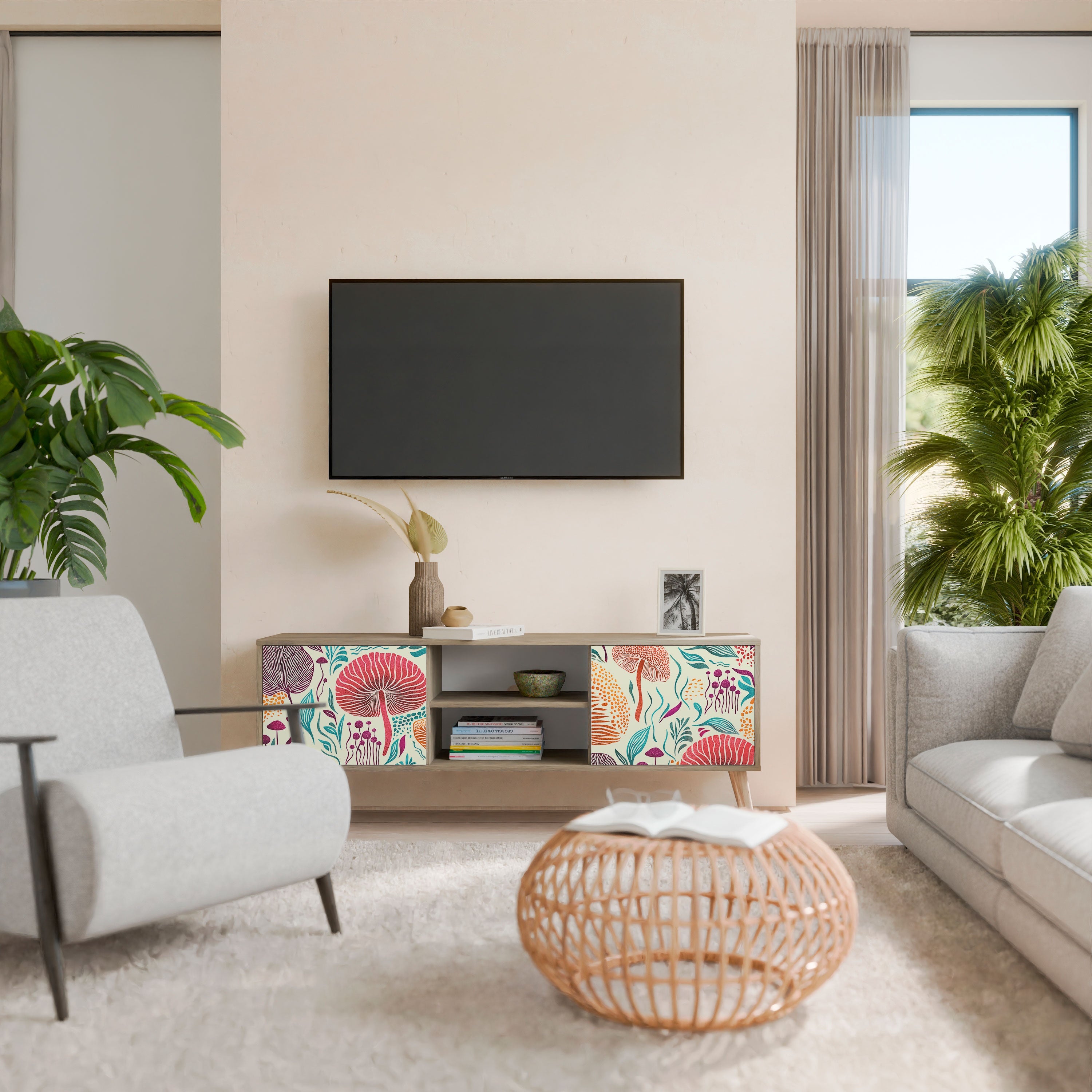 FUNGUS FANTASY Móvel de TV com 2 Portas em Efeito Carvalho