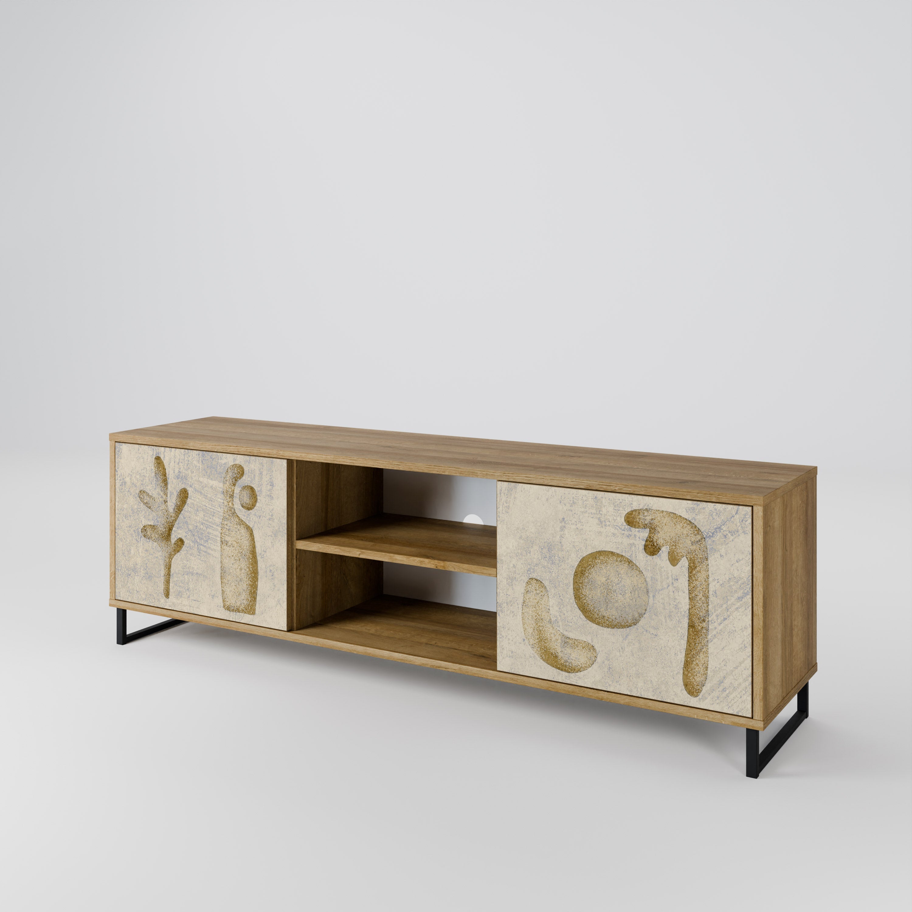 SAND SCULPTURES 2-Door TV Stand in Oak Effect