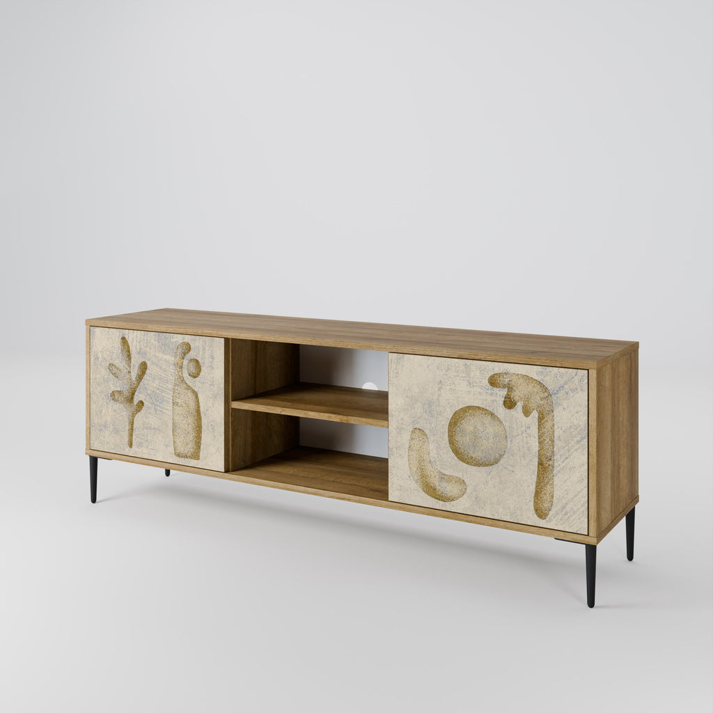 SAND SCULPTURES 2-Door TV Stand in Oak Effect