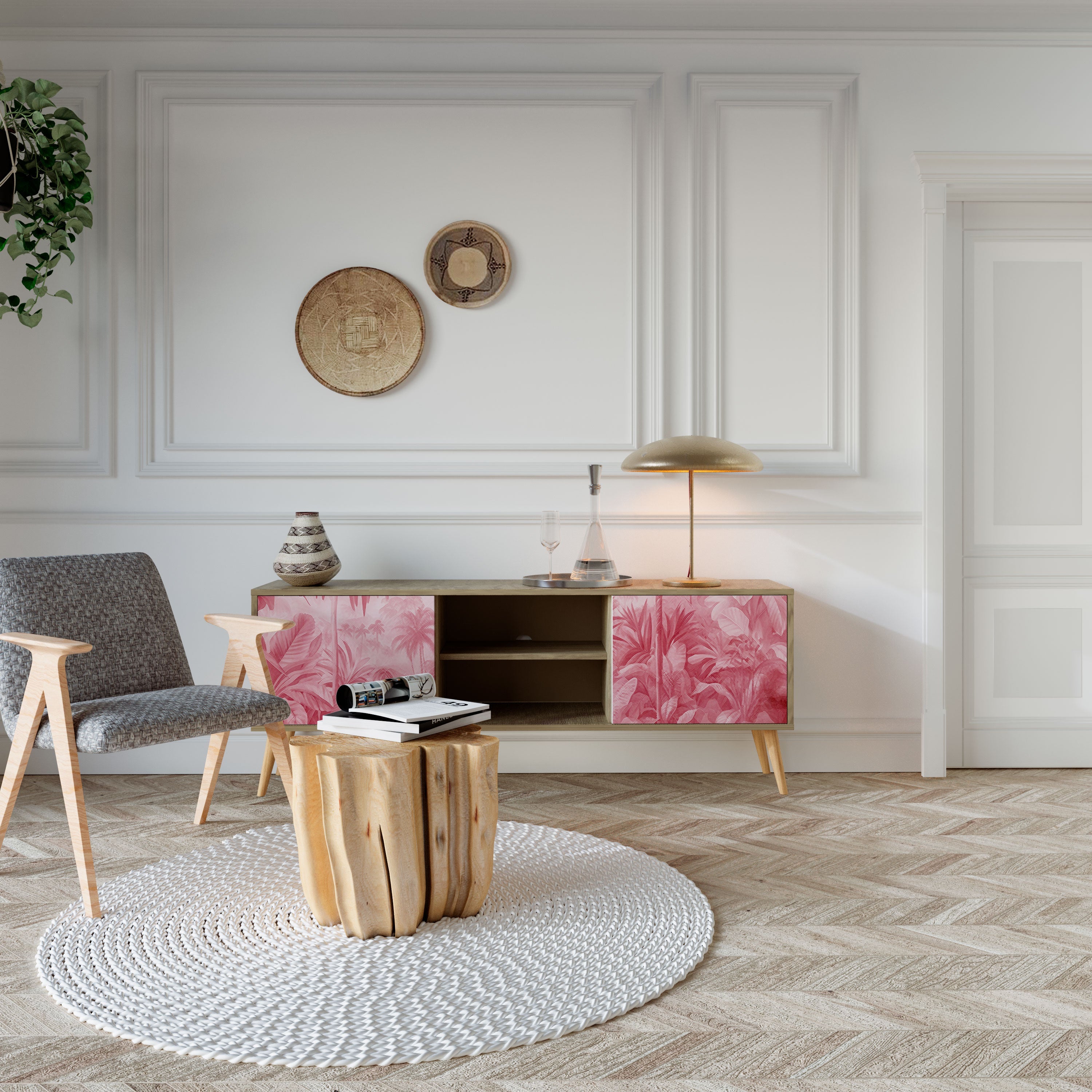 SWEET TROPICS Móvel de TV com 2 Portas em Efeito Carvalho