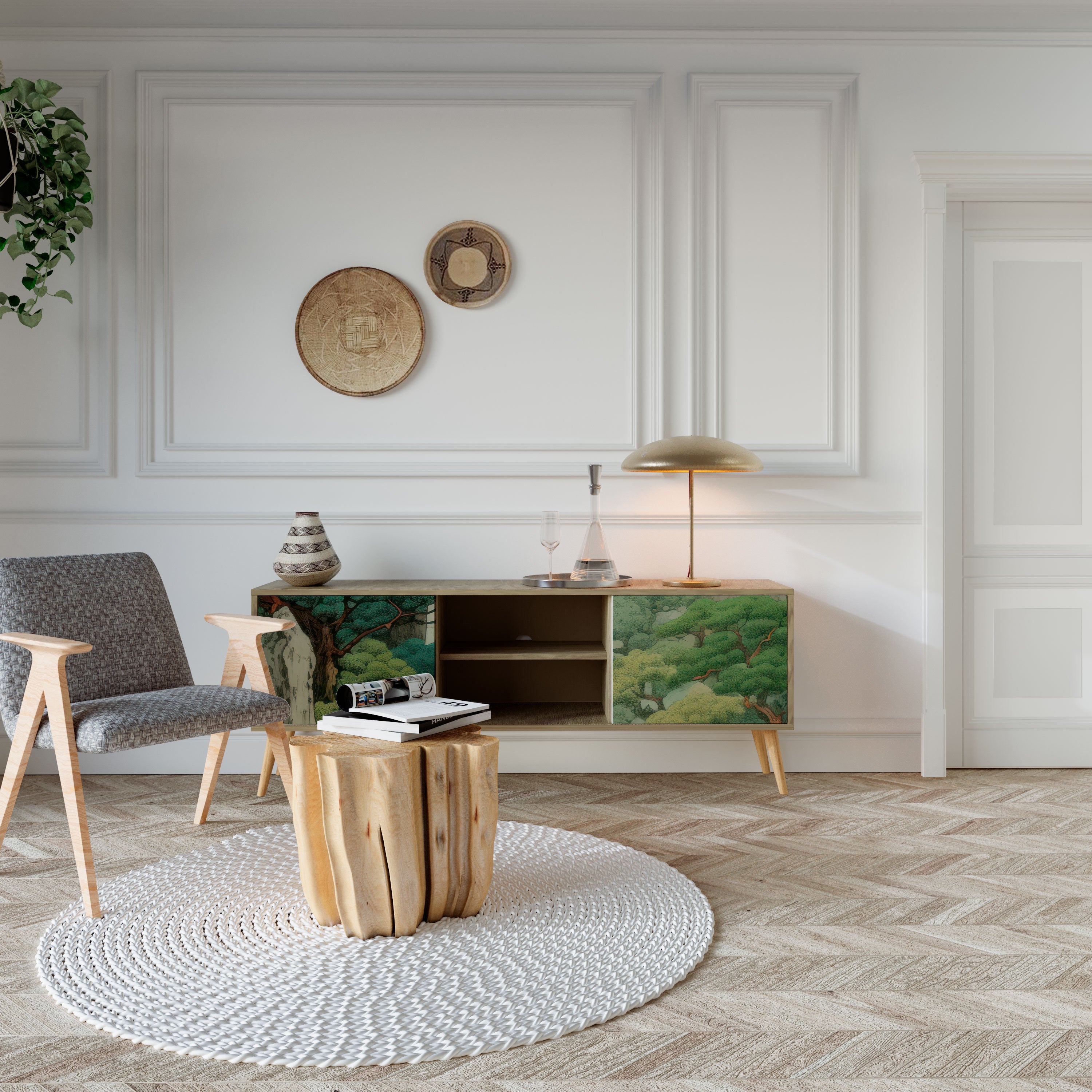 VERDURE ABYSS Móvel de TV com 2 Portas em Efeito Carvalho