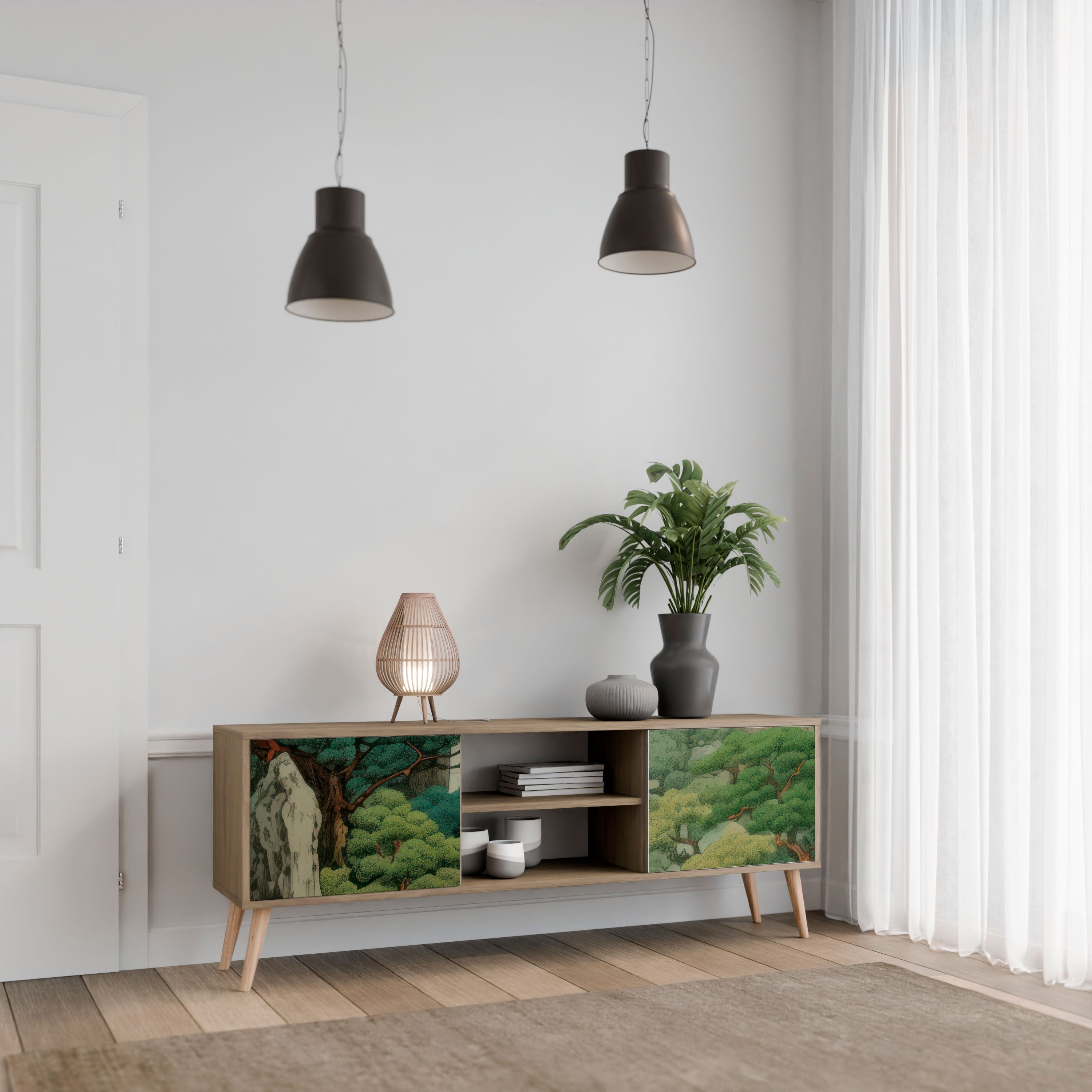 VERDURE ABYSS Móvel de TV com 2 Portas em Efeito Carvalho