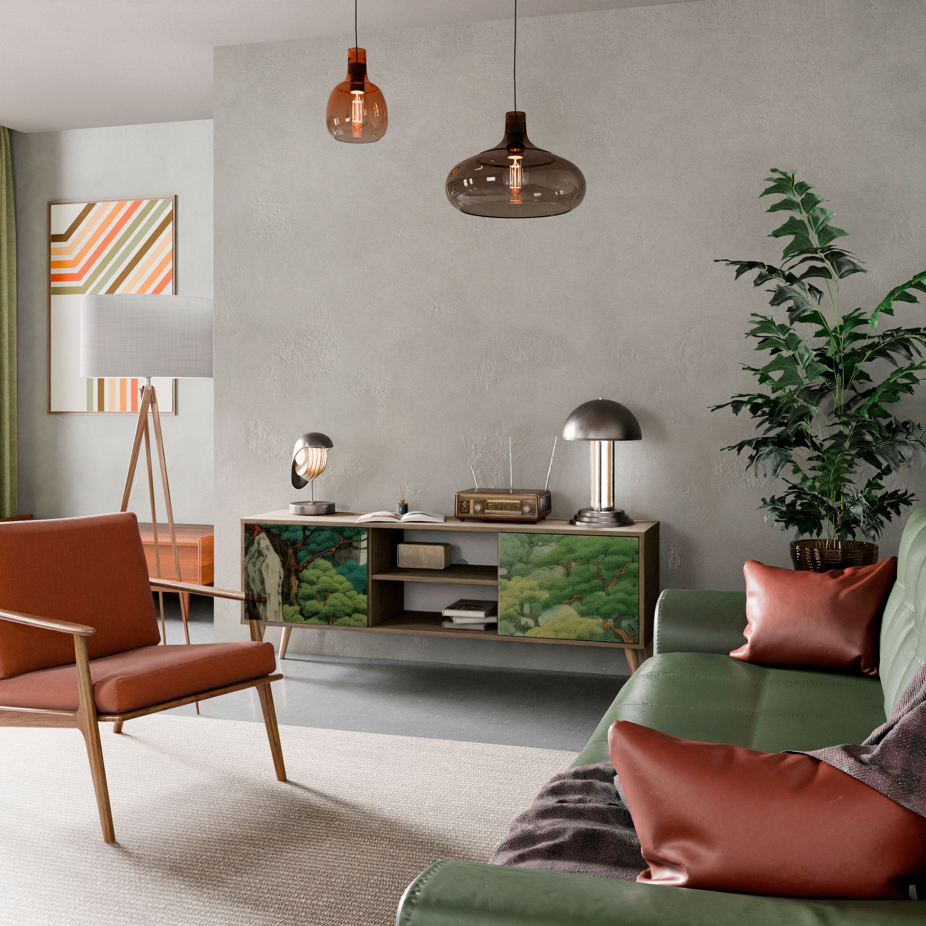 VERDURE ABYSS Móvel de TV com 2 Portas em Efeito Carvalho