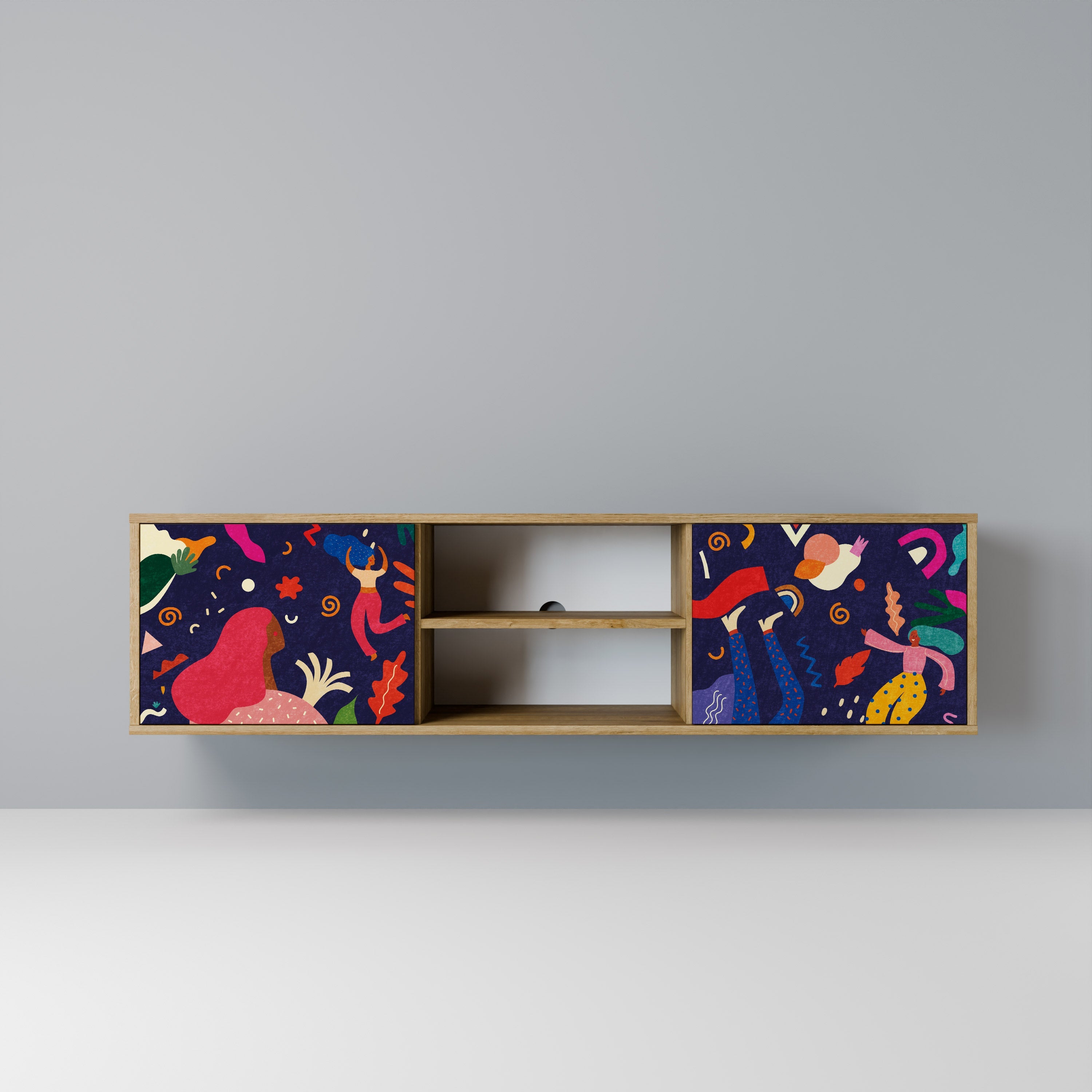 FESTIVE PLEASURES Móvel de TV com 2 Portas em Efeito Carvalho