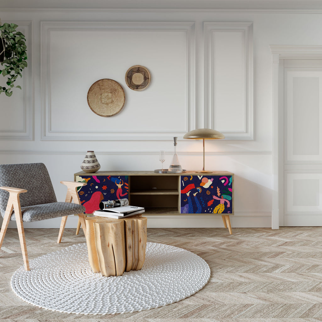 FESTIVE PLEASURES Móvel de TV com 2 Portas em Efeito Carvalho