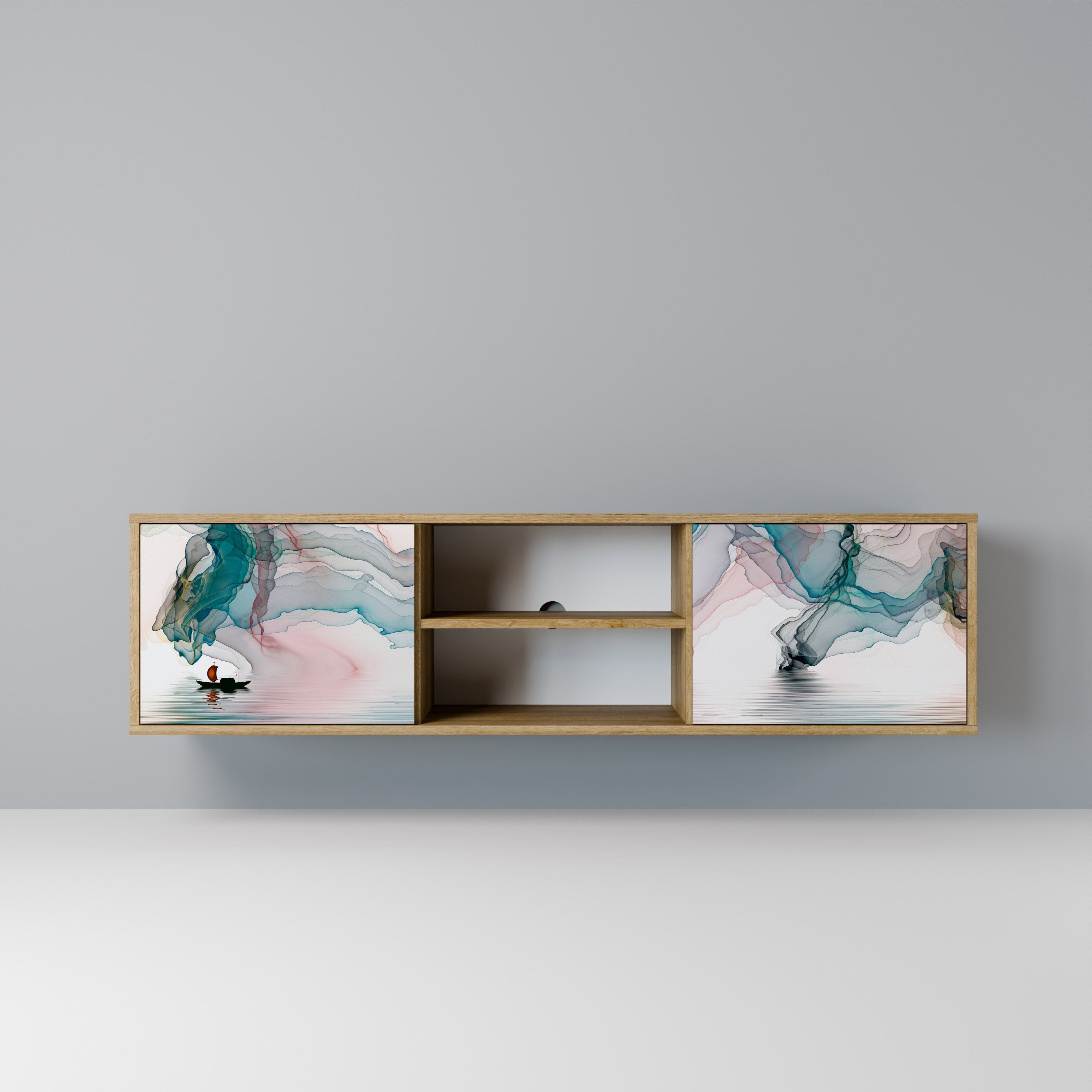 VELVET CROSSING Móvel de TV com 2 Portas em Efeito Carvalho