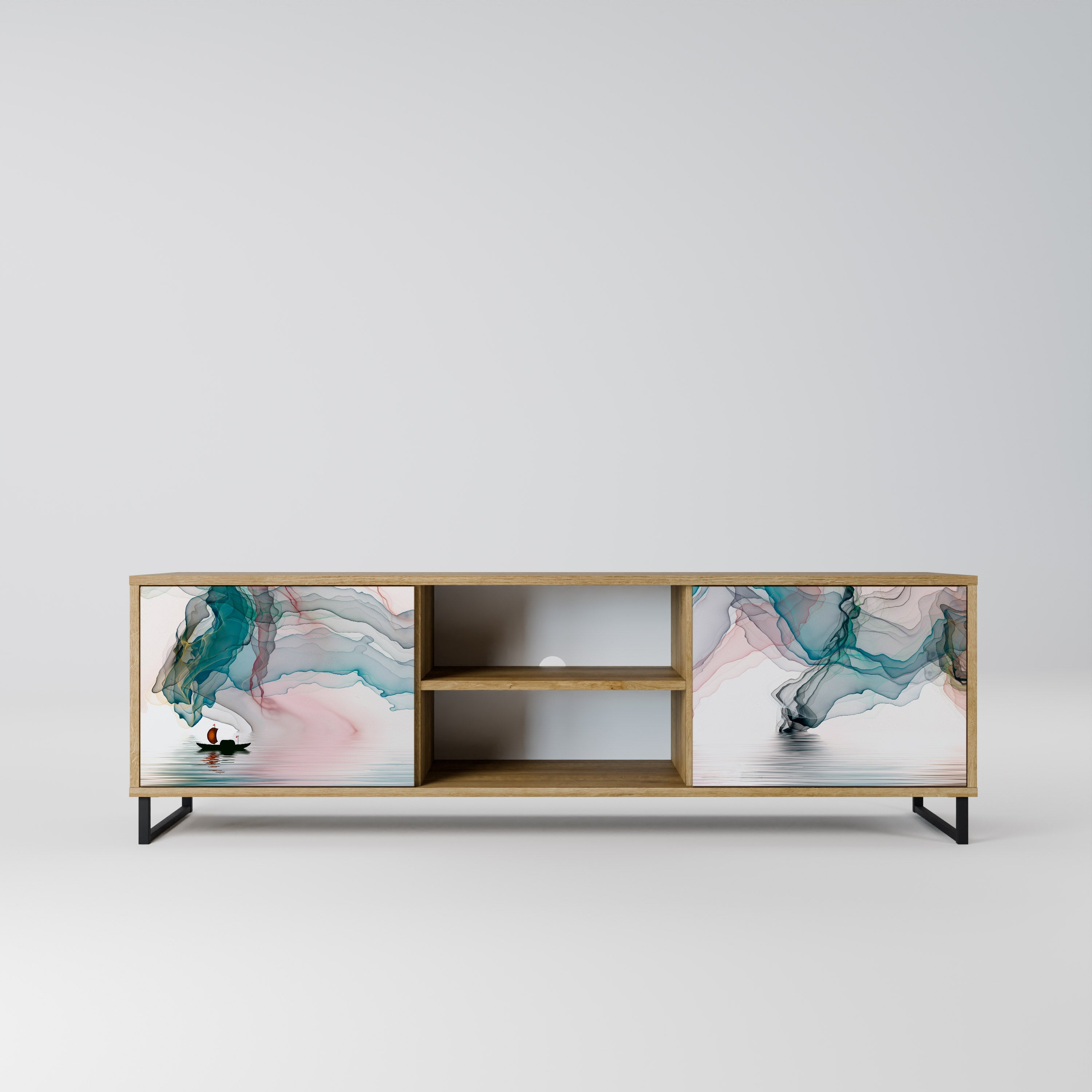 VELVET CROSSING Móvel de TV com 2 Portas em Efeito Carvalho