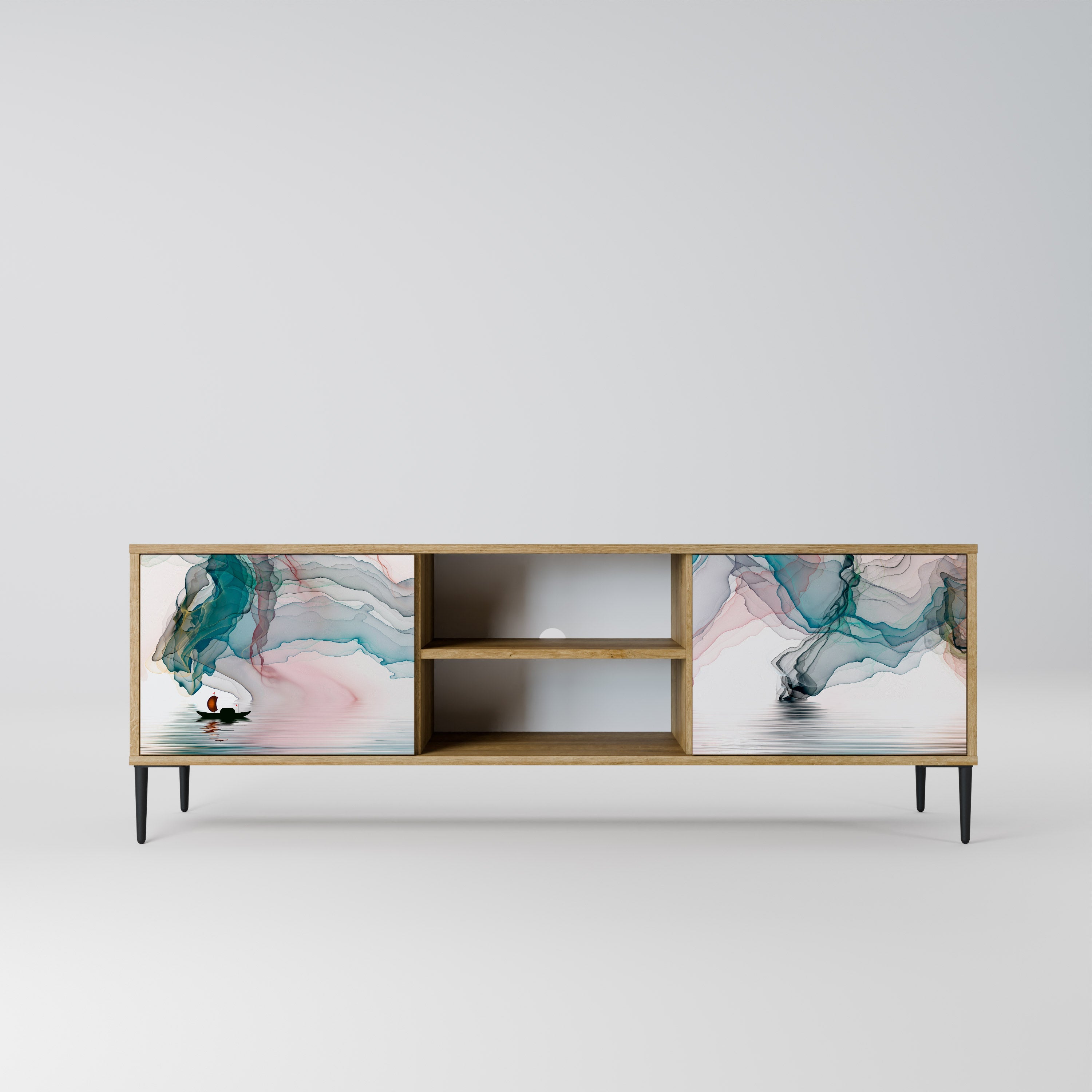 VELVET CROSSING Móvel de TV com 2 Portas em Efeito Carvalho