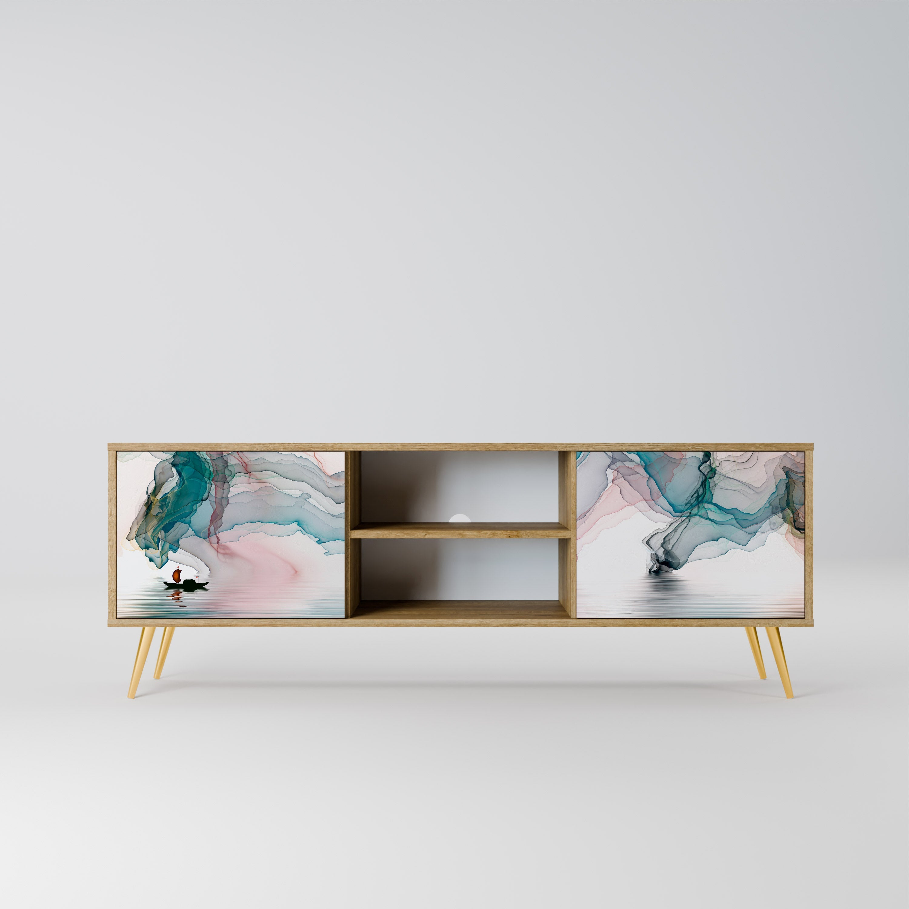 VELVET CROSSING Móvel de TV com 2 Portas em Efeito Carvalho