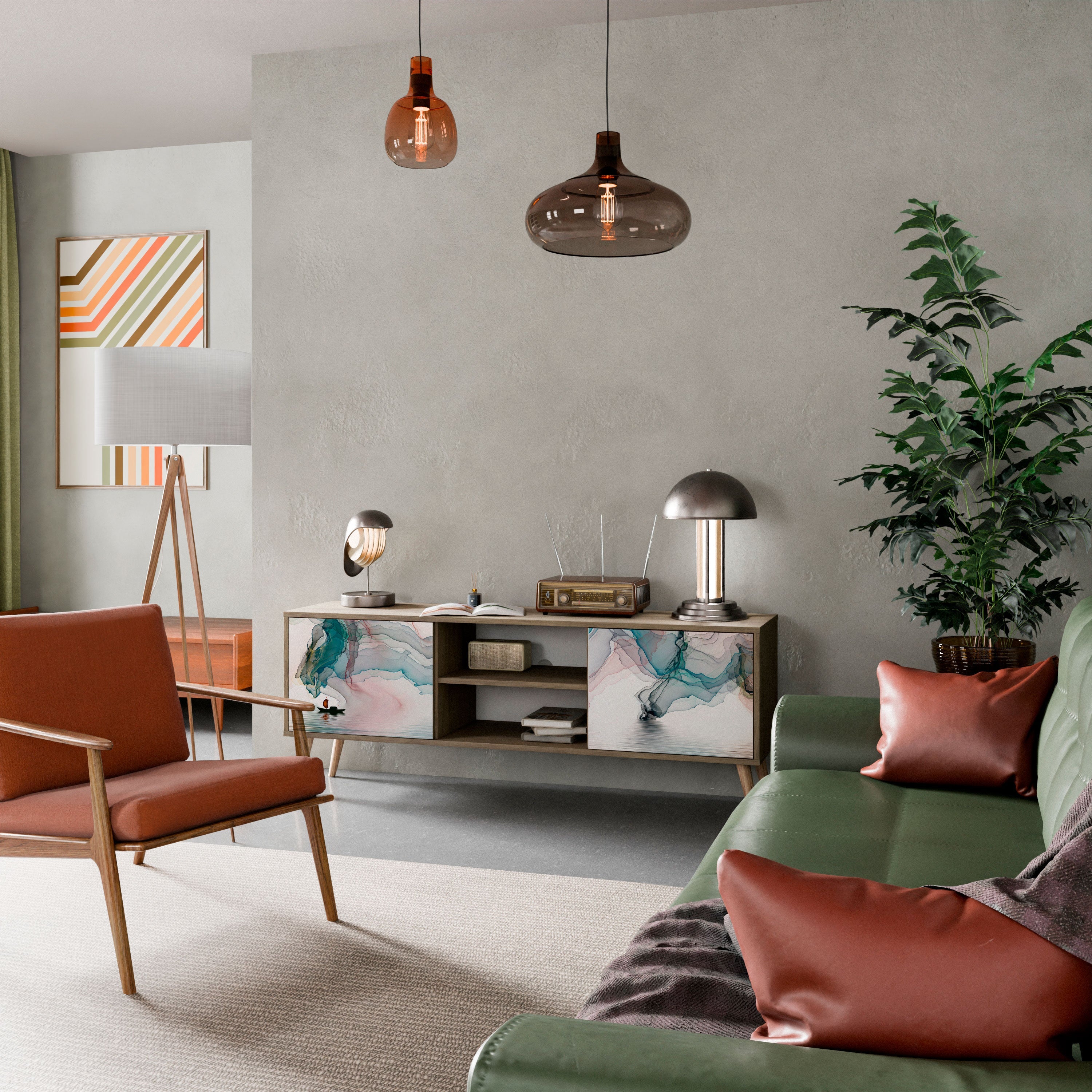 VELVET CROSSING Móvel de TV com 2 Portas em Efeito Carvalho