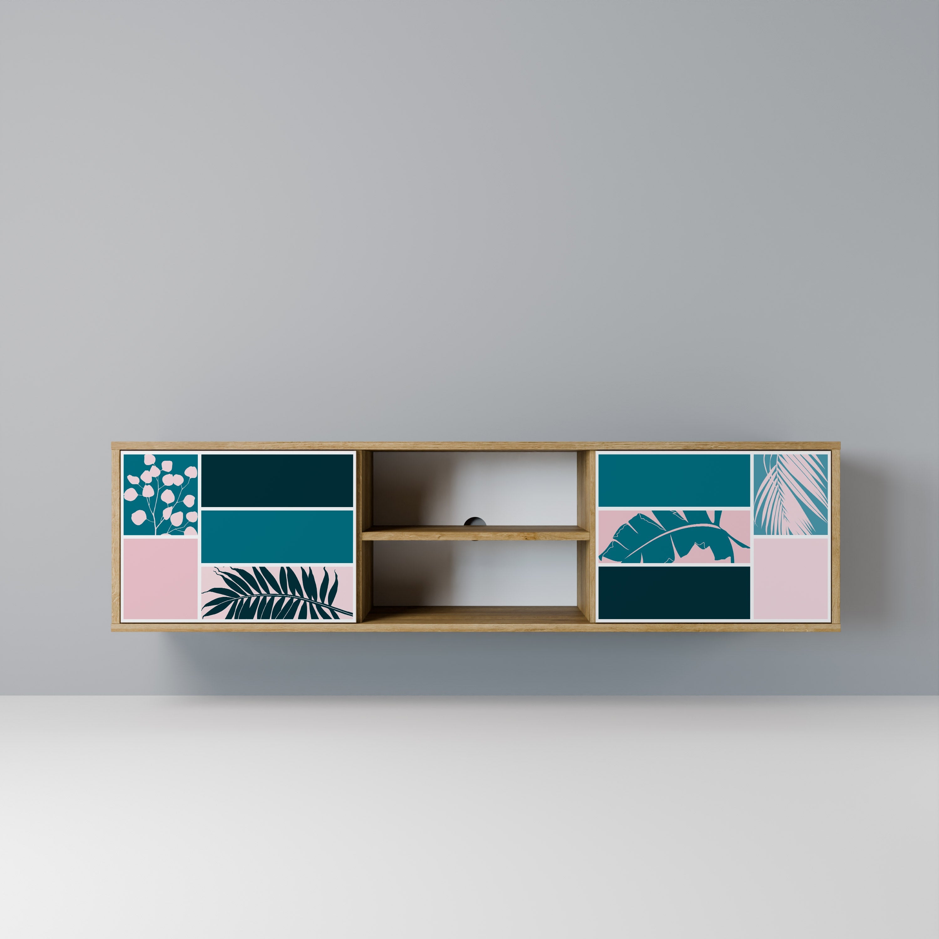 COMBINATION OF SHAPES Móvel de TV com 2 Portas em Efeito Carvalho