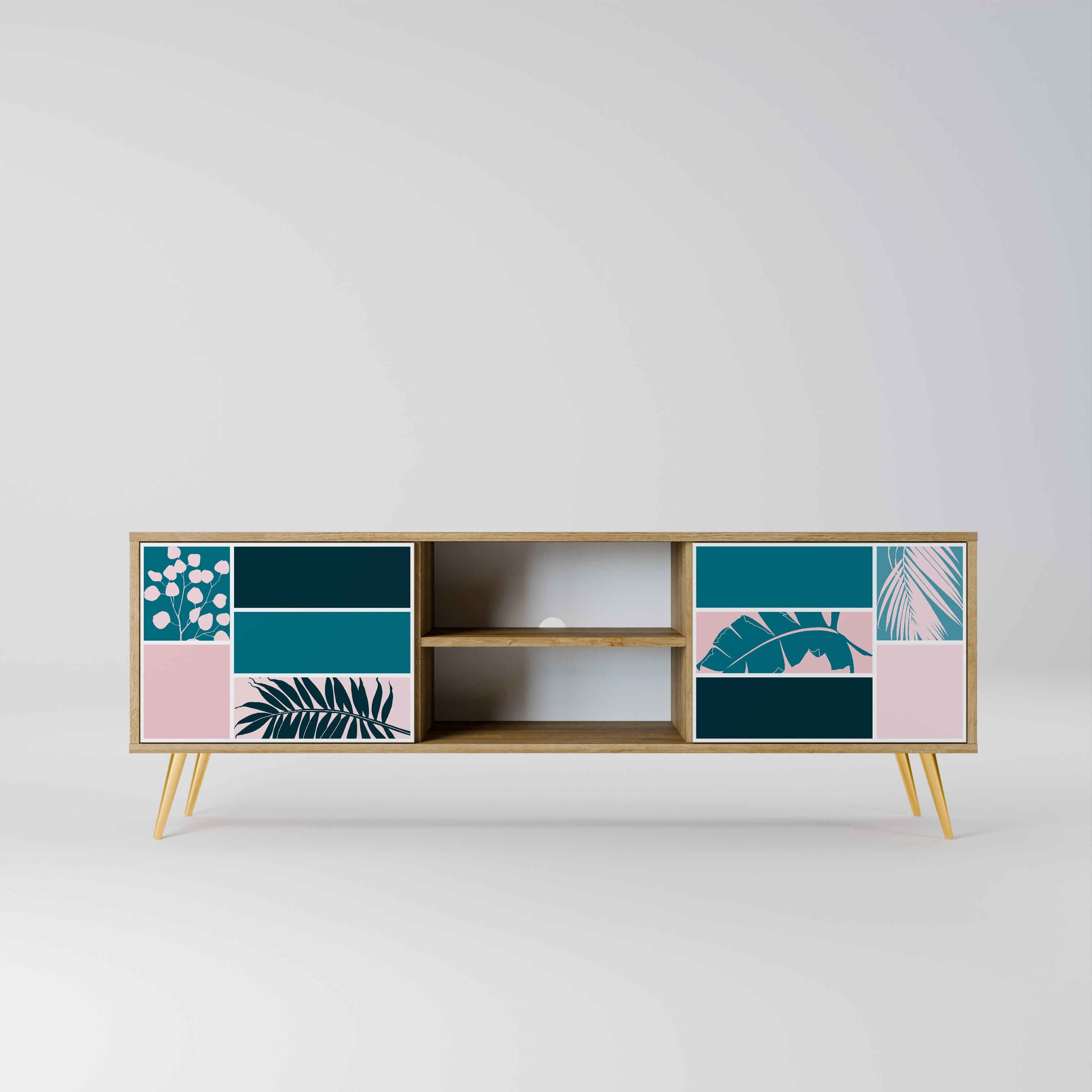 COMBINATION OF SHAPES Móvel de TV com 2 Portas em Efeito Carvalho