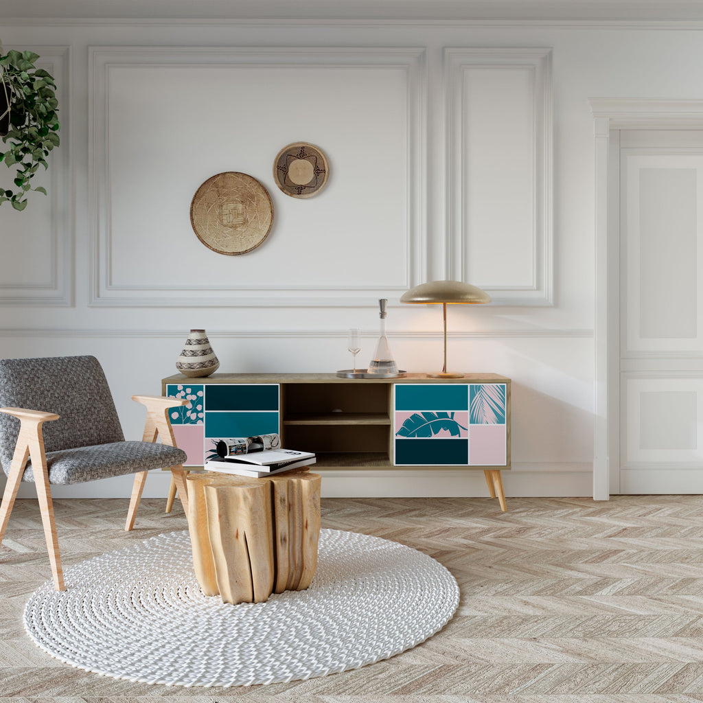 COMBINATION OF SHAPES Móvel de TV com 2 Portas em Efeito Carvalho