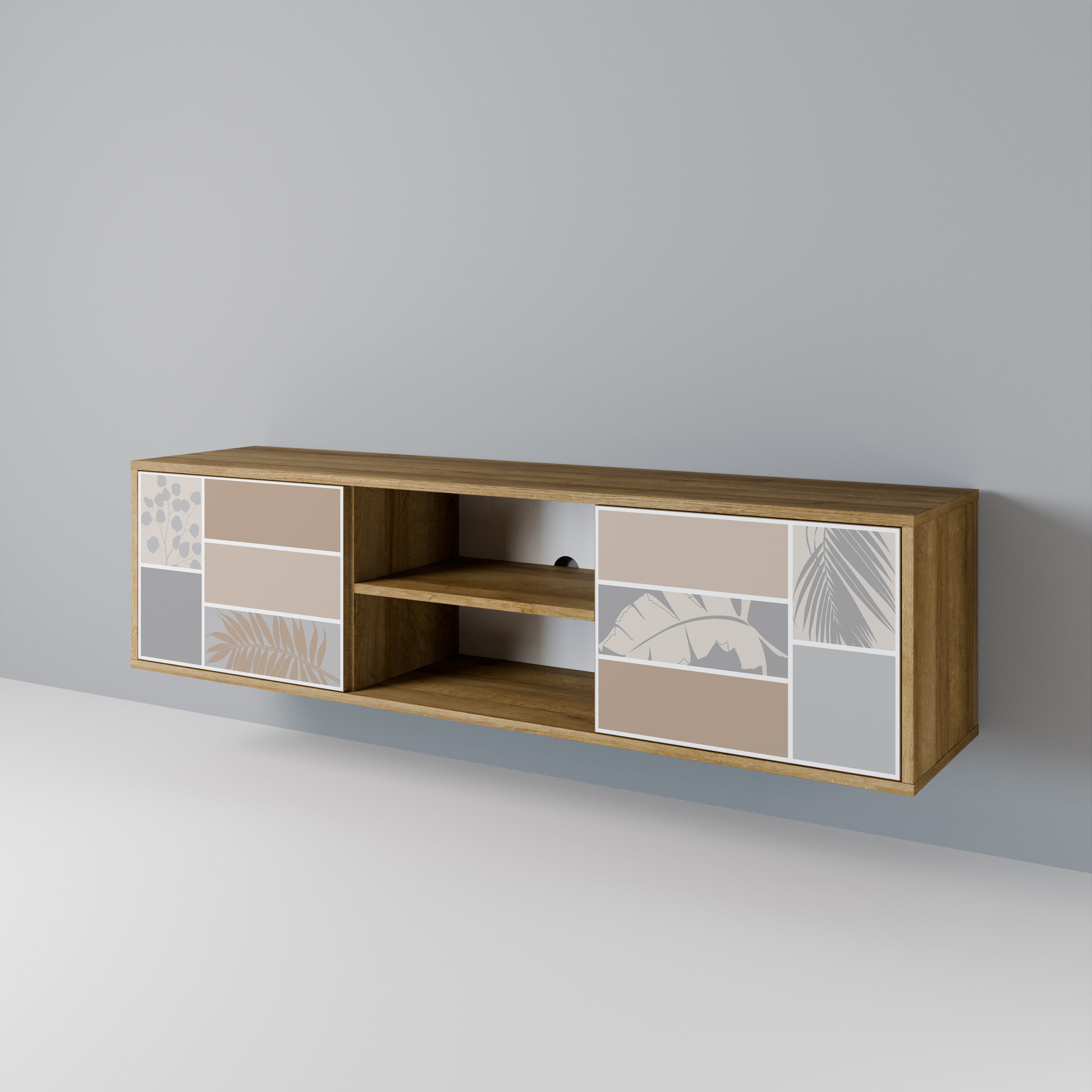 TROPICAL SHAPES Móvel de TV com 2 Portas em Efeito Carvalho