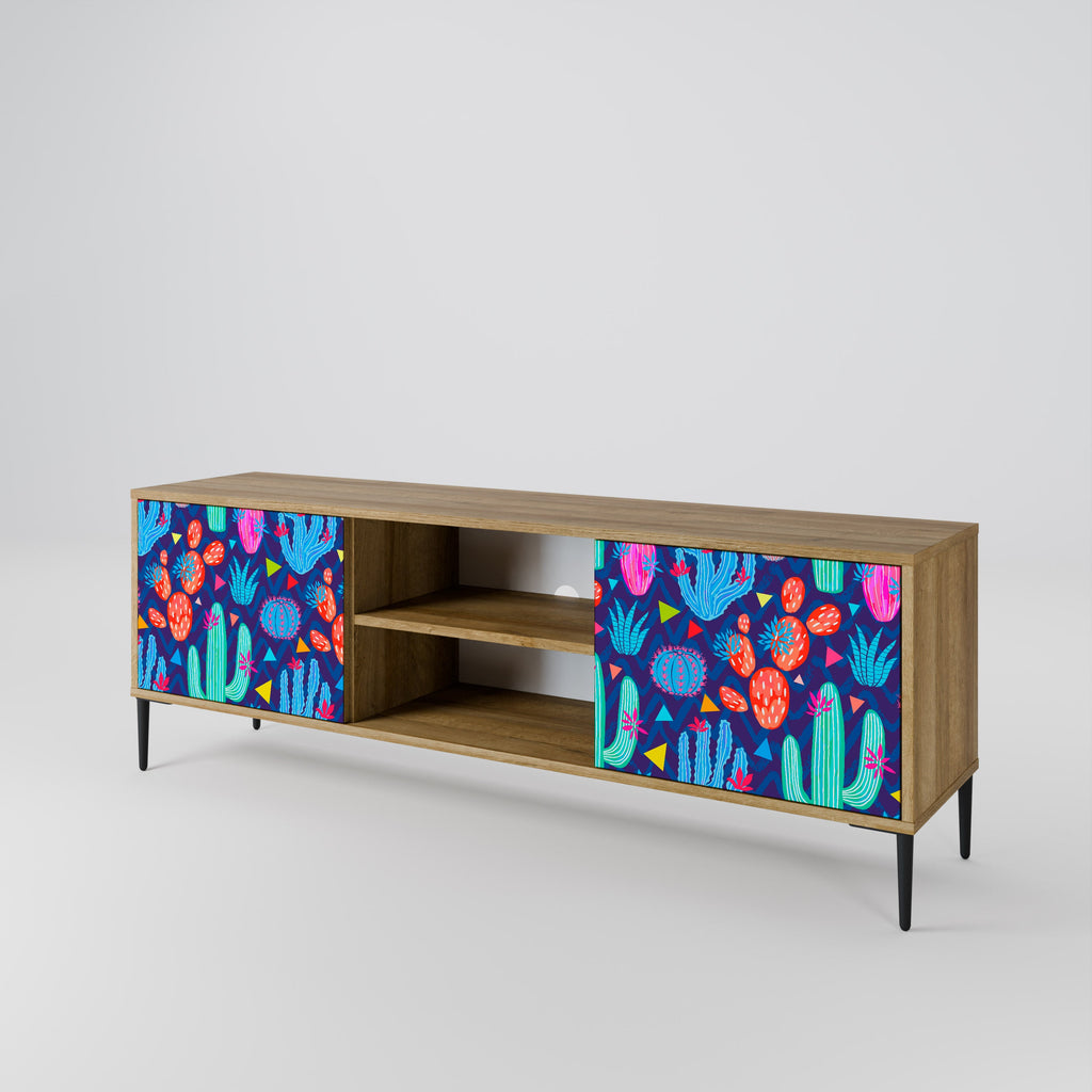 CACTUS VIBES 2-Door TV Stand in Oak Effect