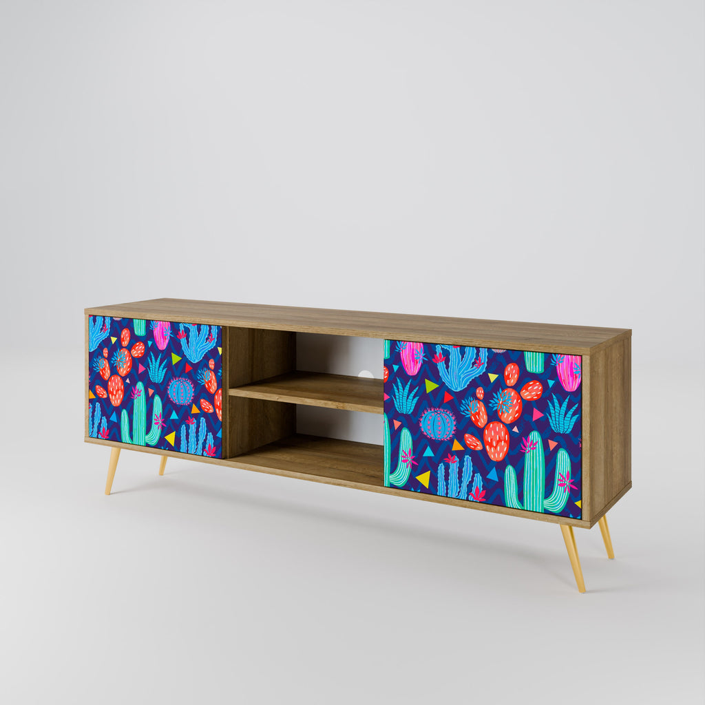 CACTUS VIBES 2-Door TV Stand in Oak Effect
