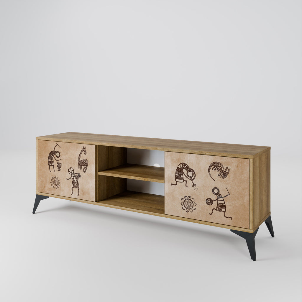 AFRICAN STYLE Móvel de TV com 2 Portas em Efeito Carvalho
