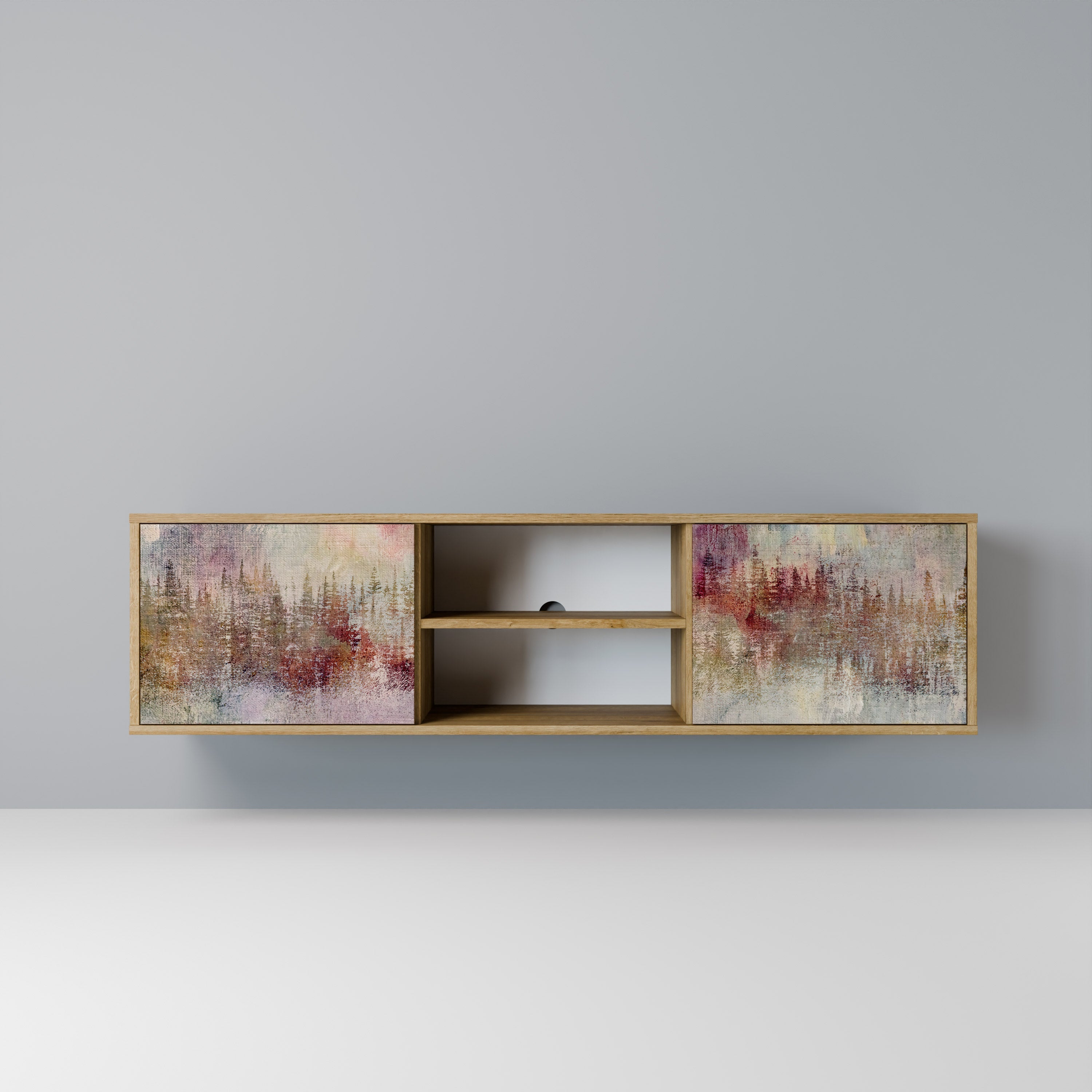 VEILED SUMMIT Móvel de TV com 2 Portas em Efeito Carvalho