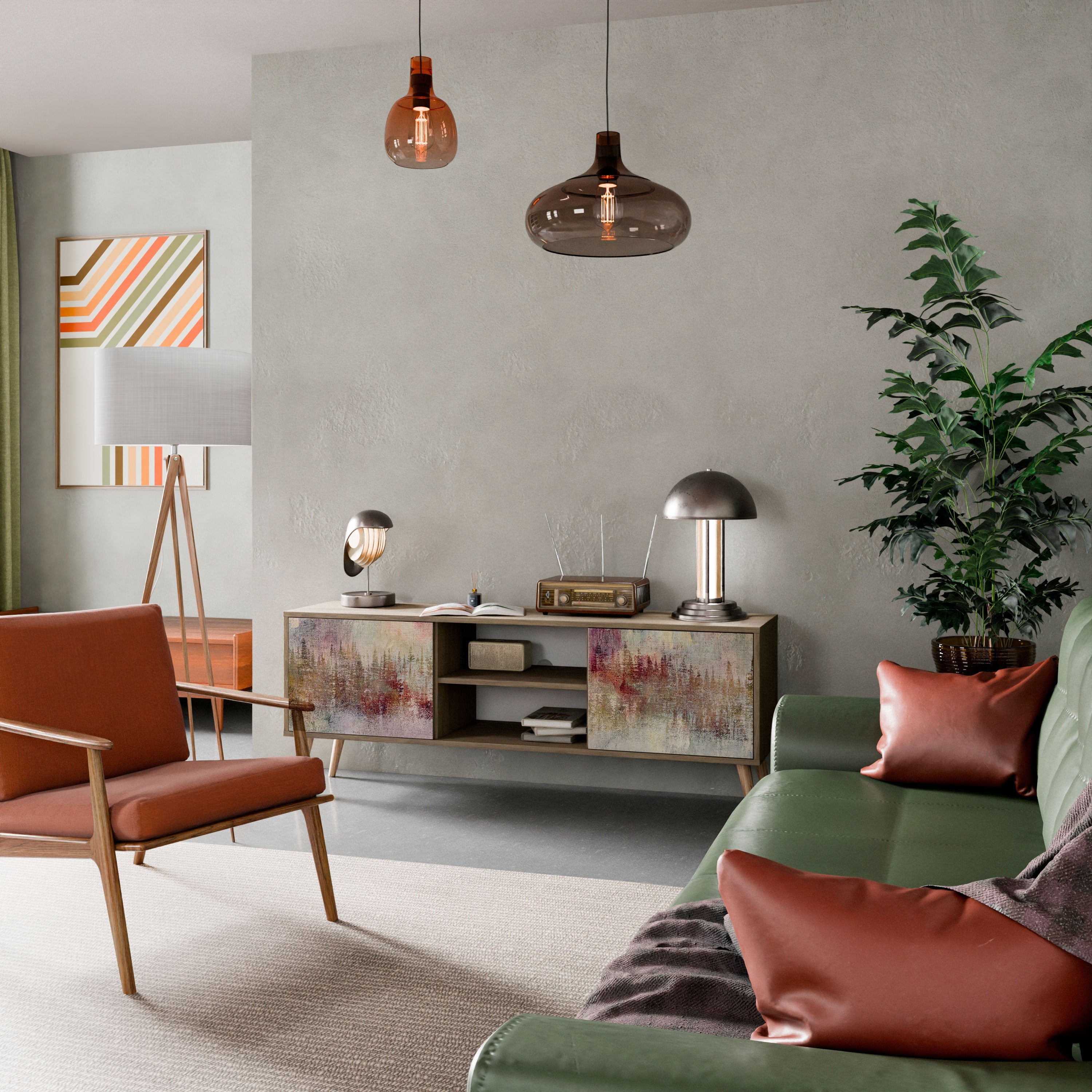 VEILED SUMMIT Móvel de TV com 2 Portas em Efeito Carvalho