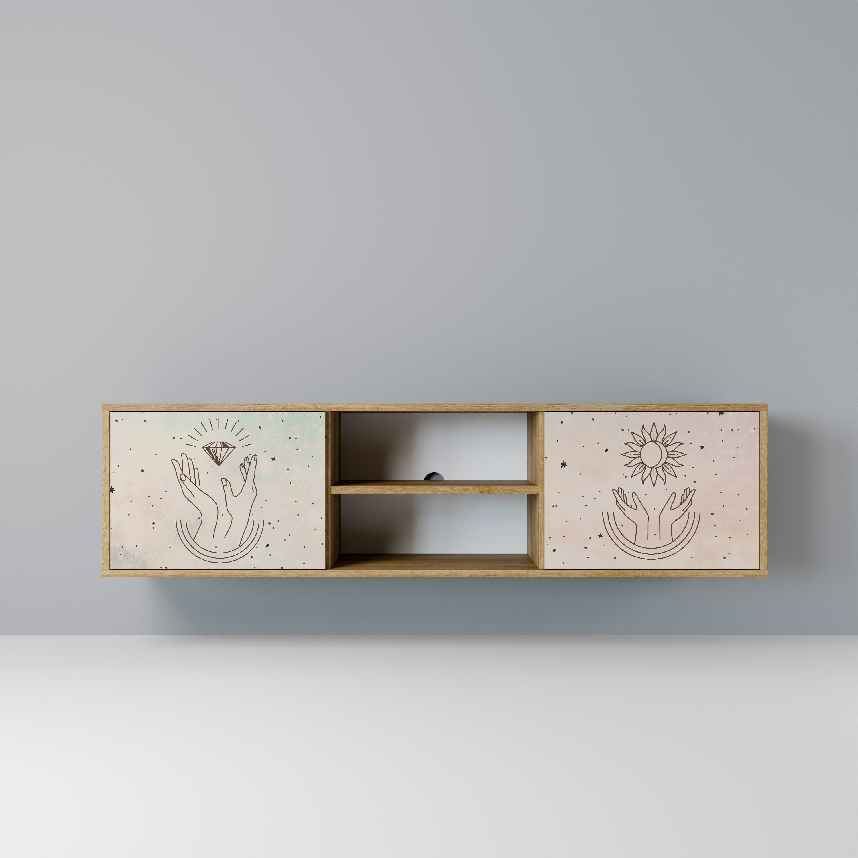 DELICATE BEAUTY Móvel de TV com 2 Portas em Efeito Carvalho