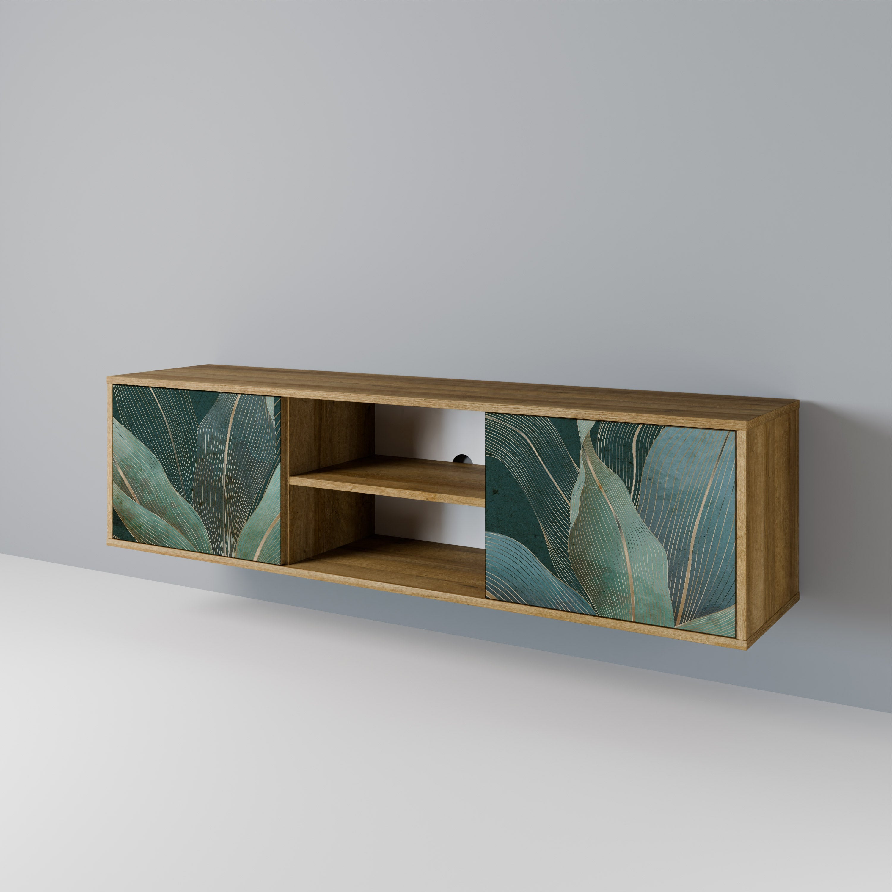 ROYAL GREEN 2-Door TV Stand in Oak Effect