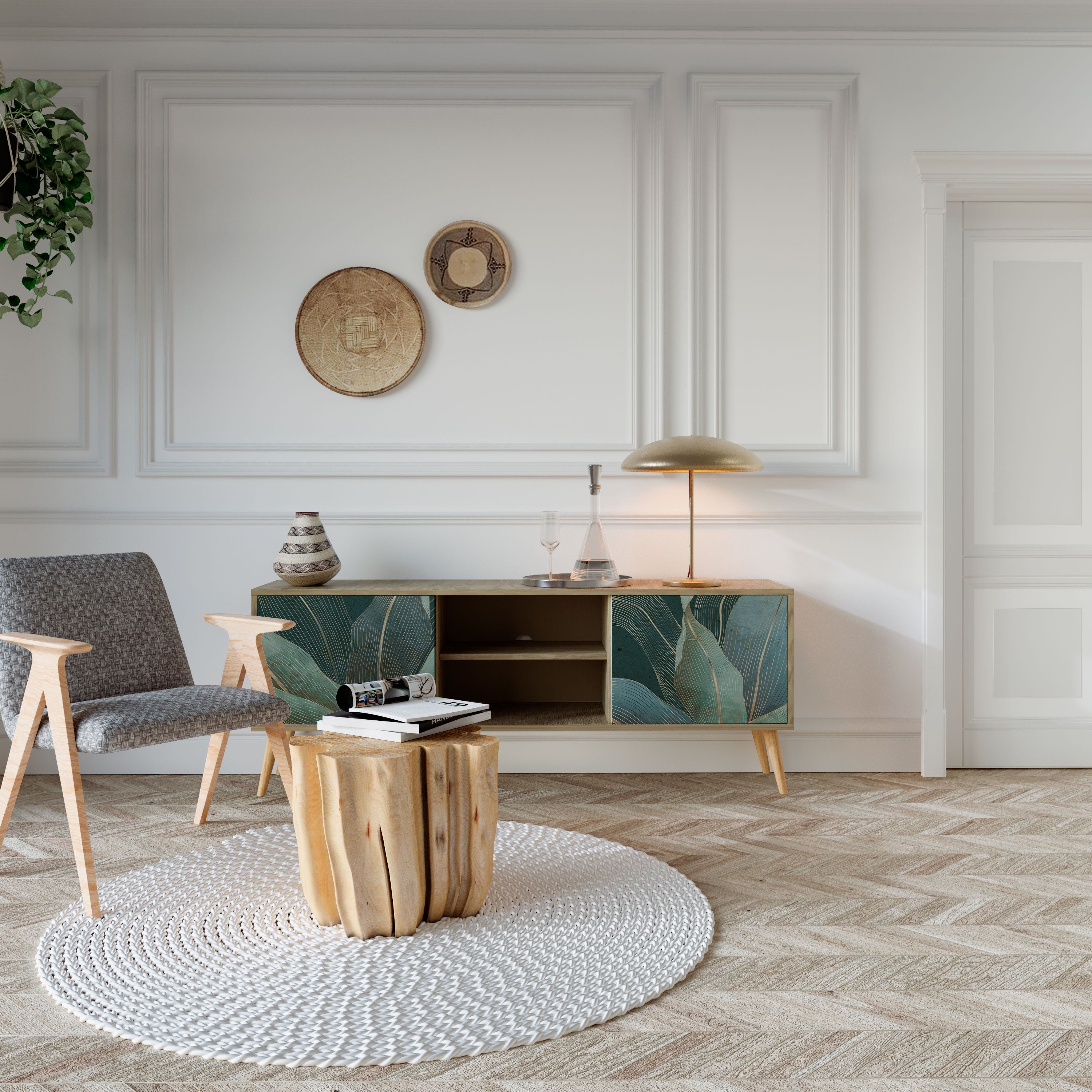 ROYAL GREEN Móvel de TV com 2 Portas em Efeito Carvalho