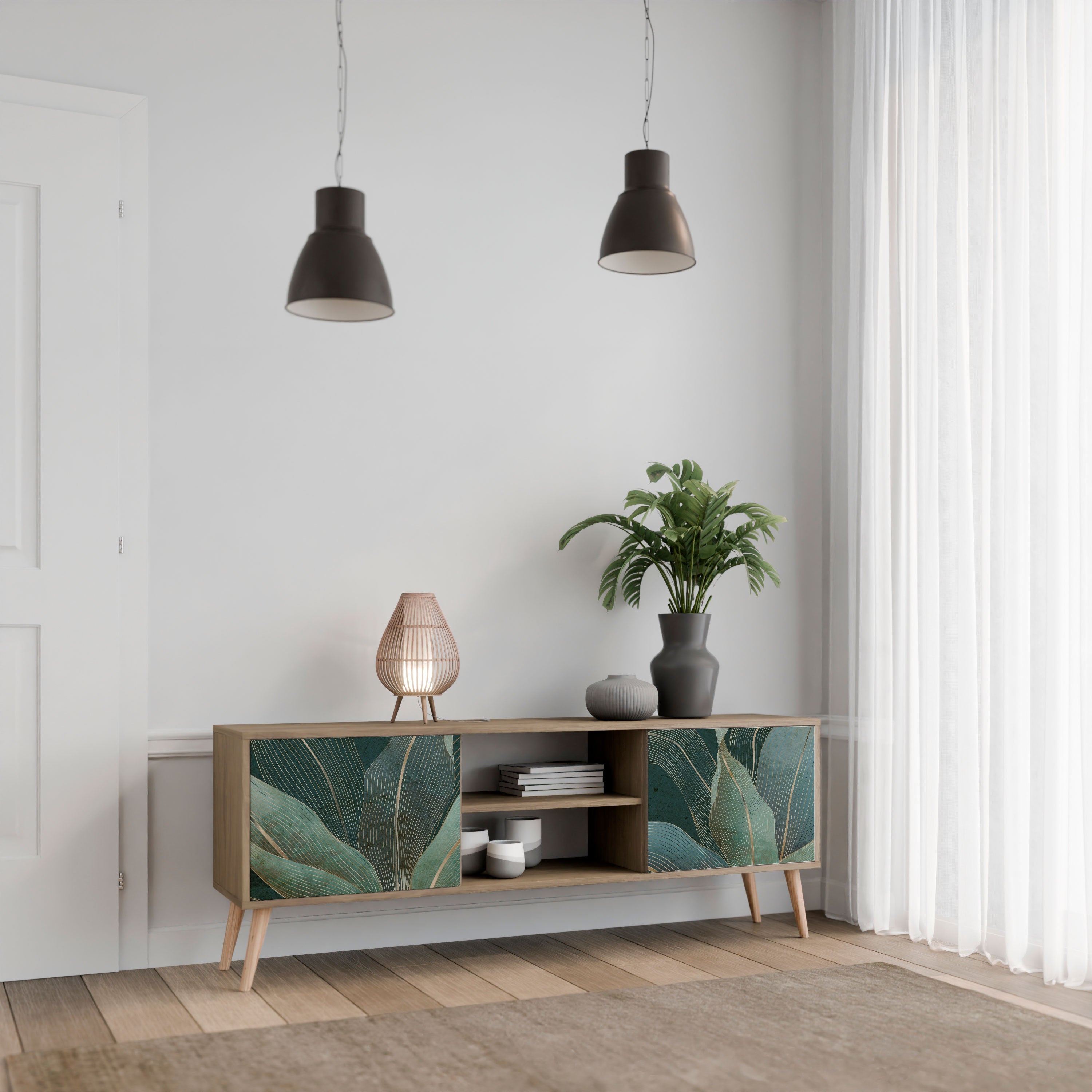 ROYAL GREEN Móvel de TV com 2 Portas em Efeito Carvalho