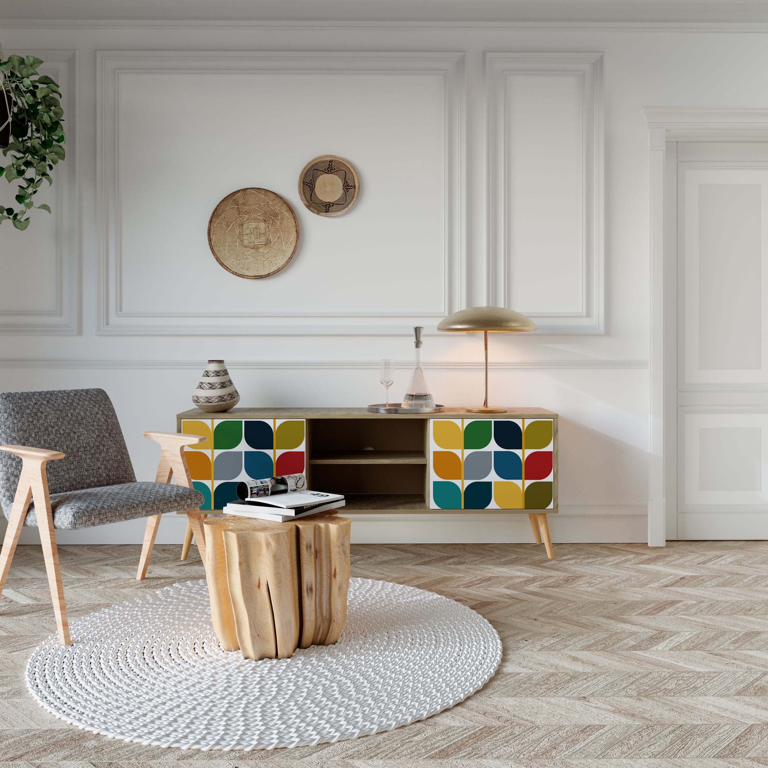 WEIGHTLESS HOURS Móvel de TV com 2 Portas em Efeito Carvalho