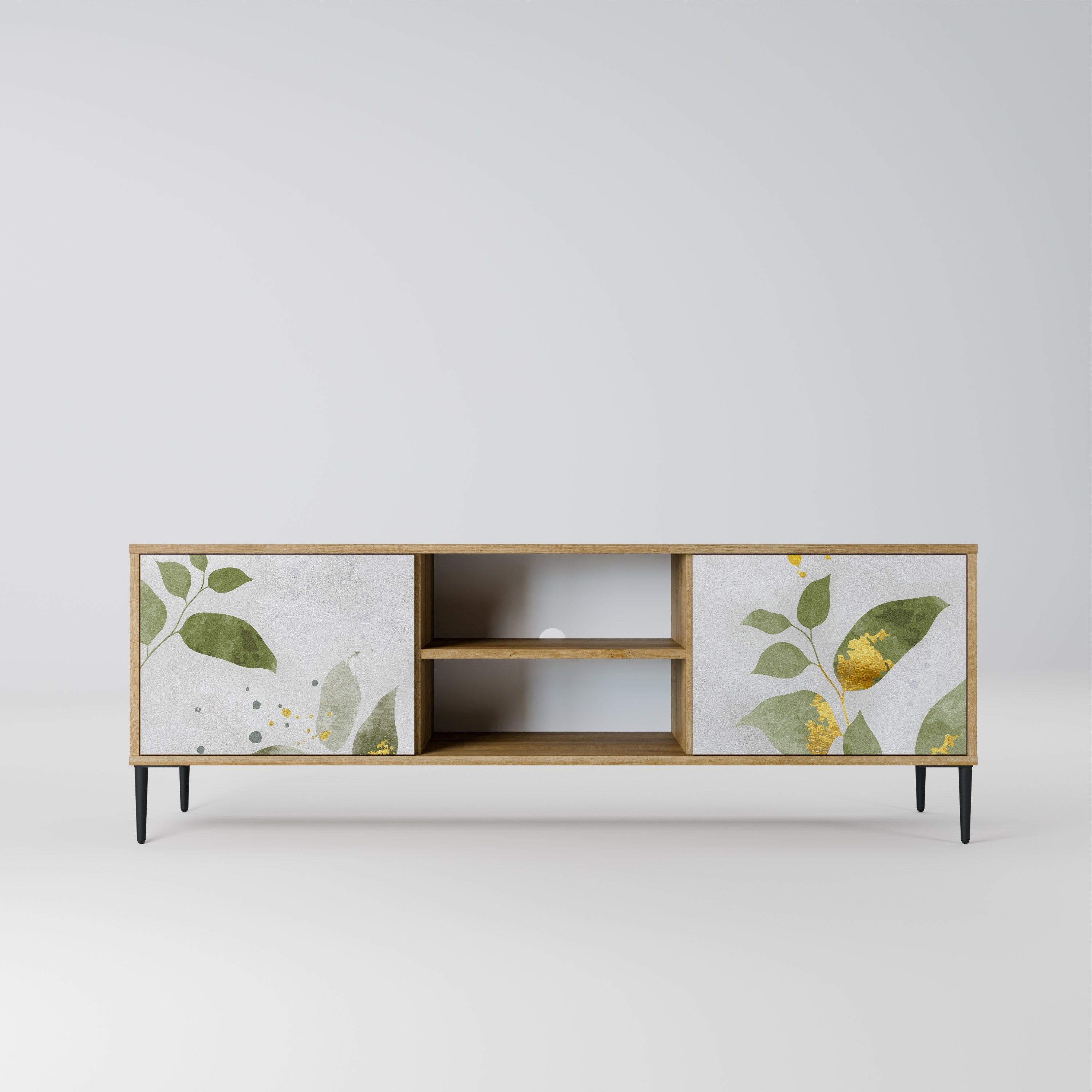 ELEGANT BOTANICS Móvel de TV com 2 Portas em Efeito Carvalho