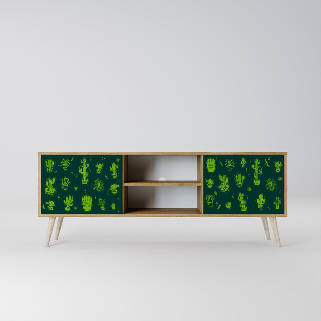 DESERT GREEN 2-Door TV Stand in Oak Effect
