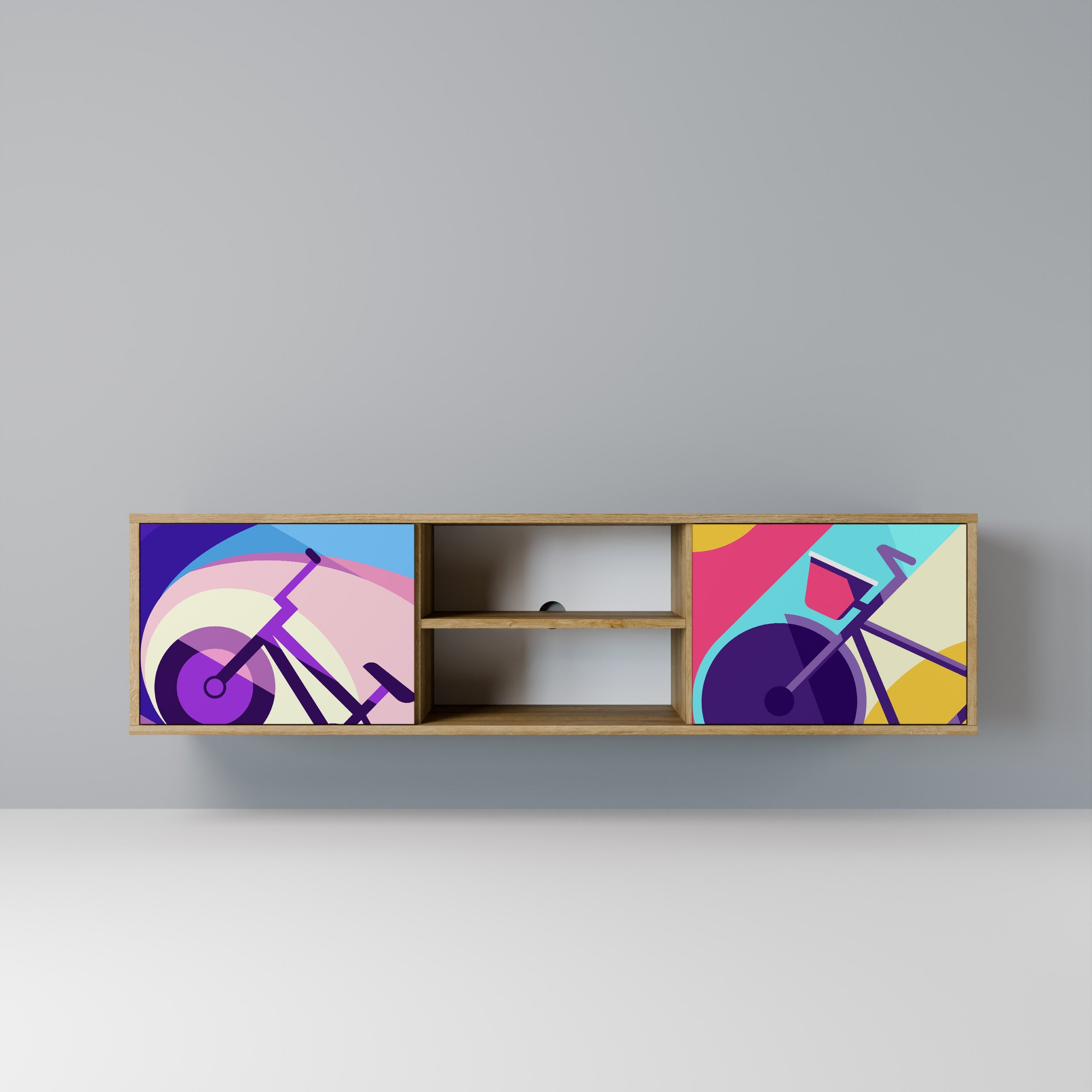 BIKE DREAMS Móvel de TV com 2 Portas em Efeito Carvalho