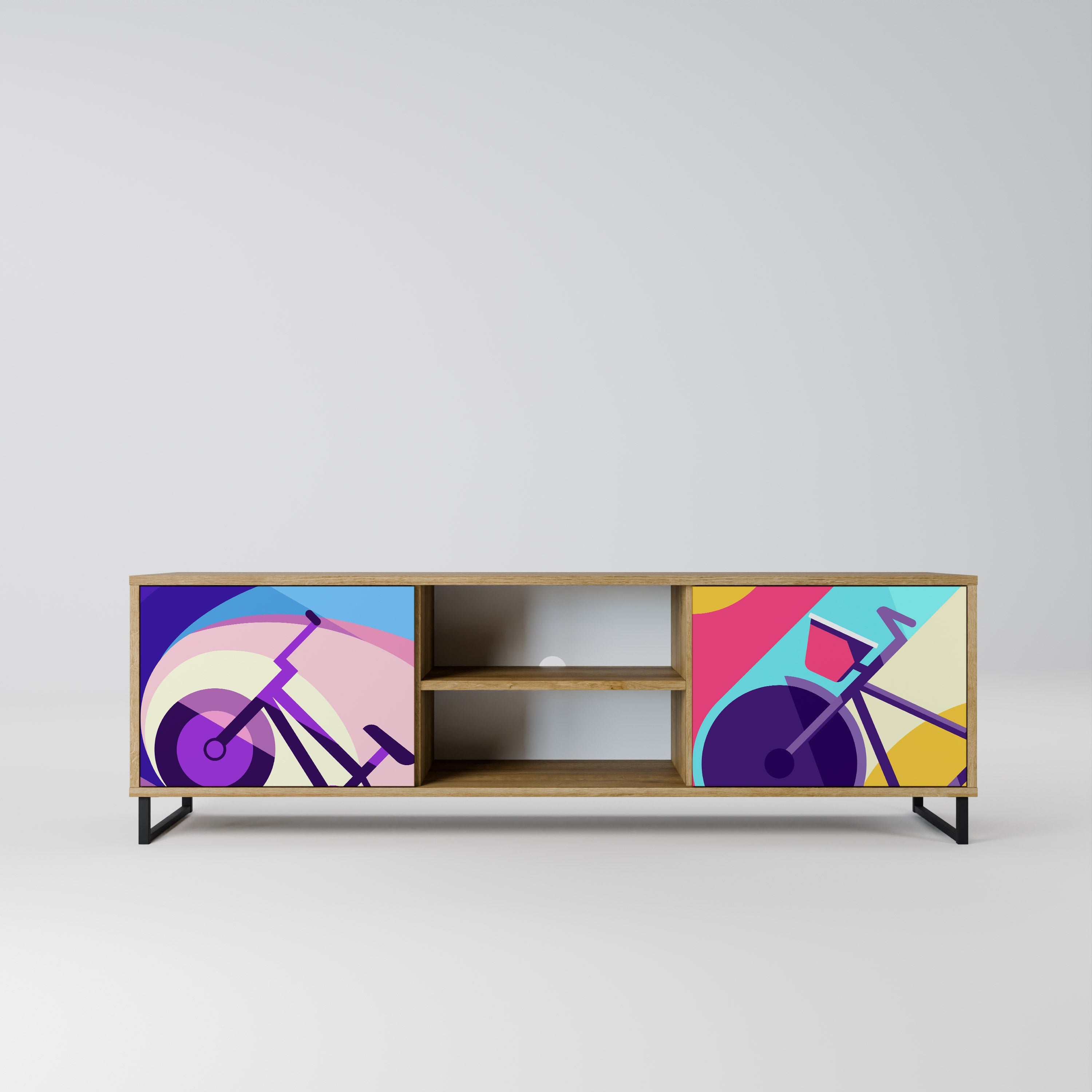 BIKE DREAMS Móvel de TV com 2 Portas em Efeito Carvalho