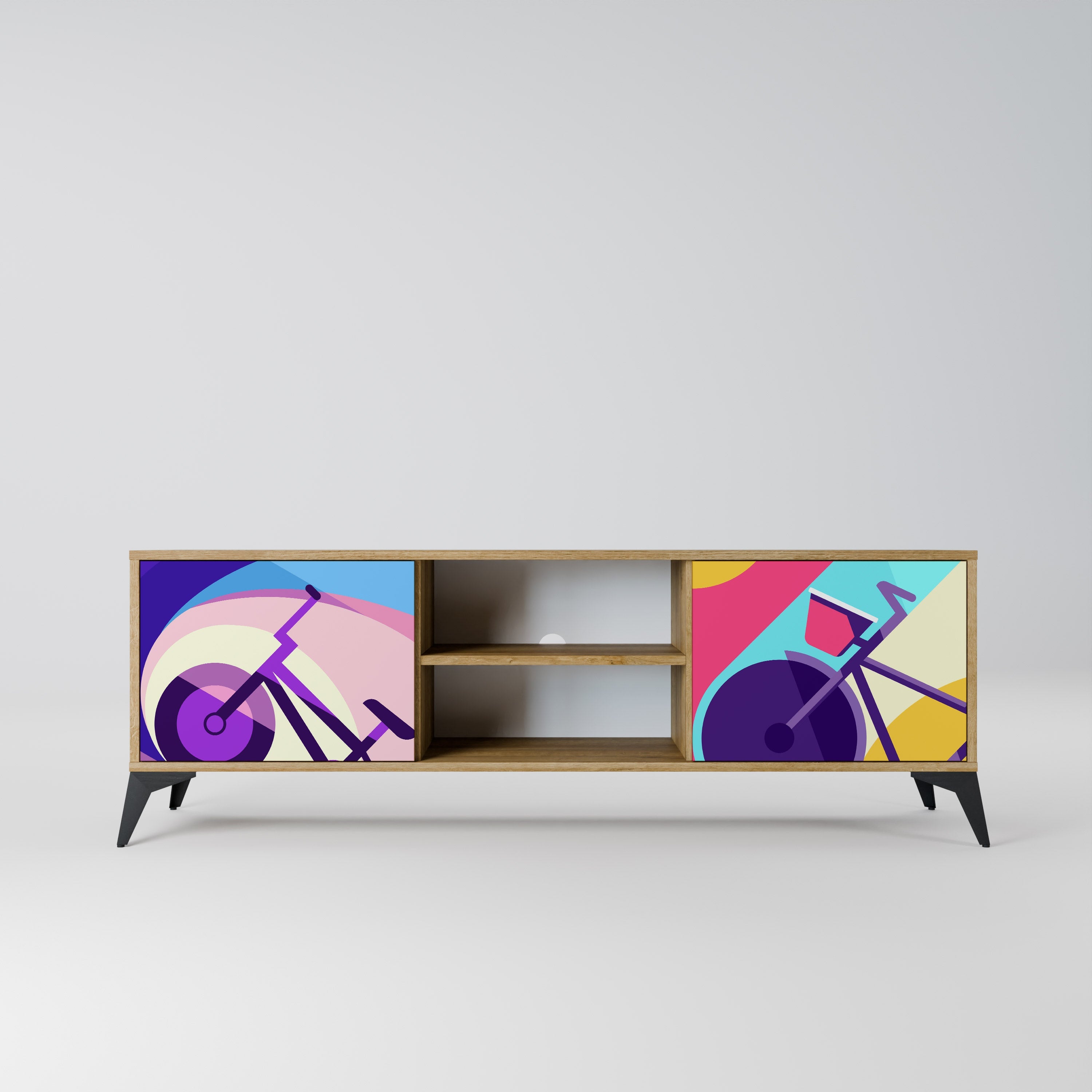 BIKE DREAMS Móvel de TV com 2 Portas em Efeito Carvalho