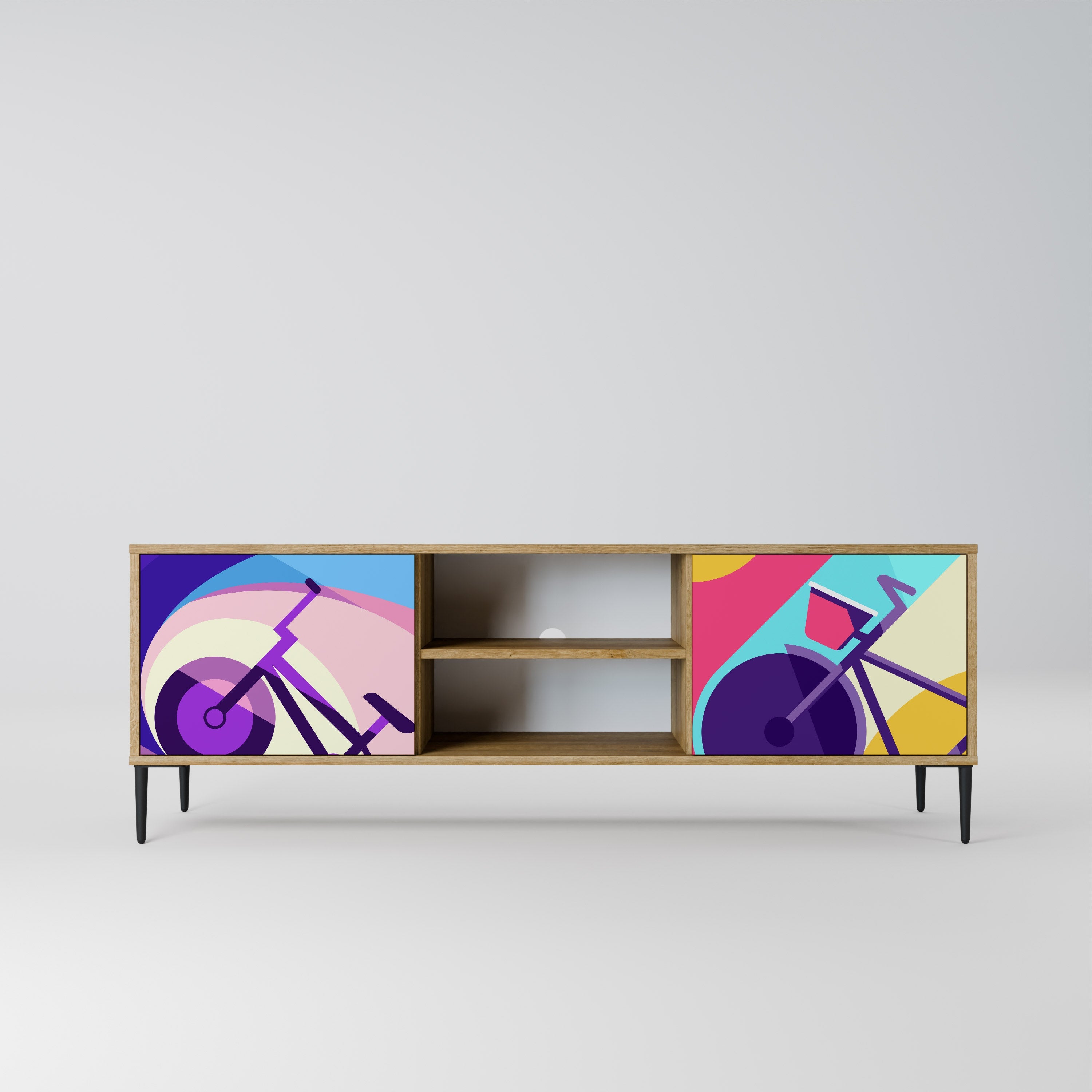 BIKE DREAMS Móvel de TV com 2 Portas em Efeito Carvalho