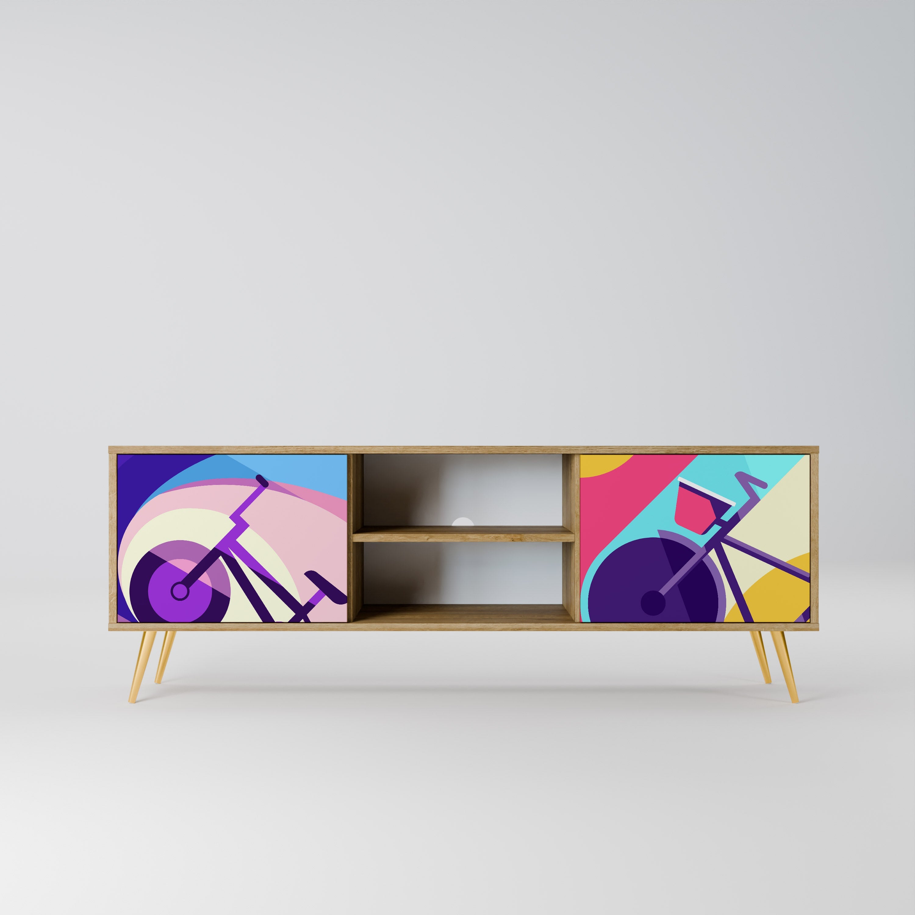 BIKE DREAMS Móvel de TV com 2 Portas em Efeito Carvalho