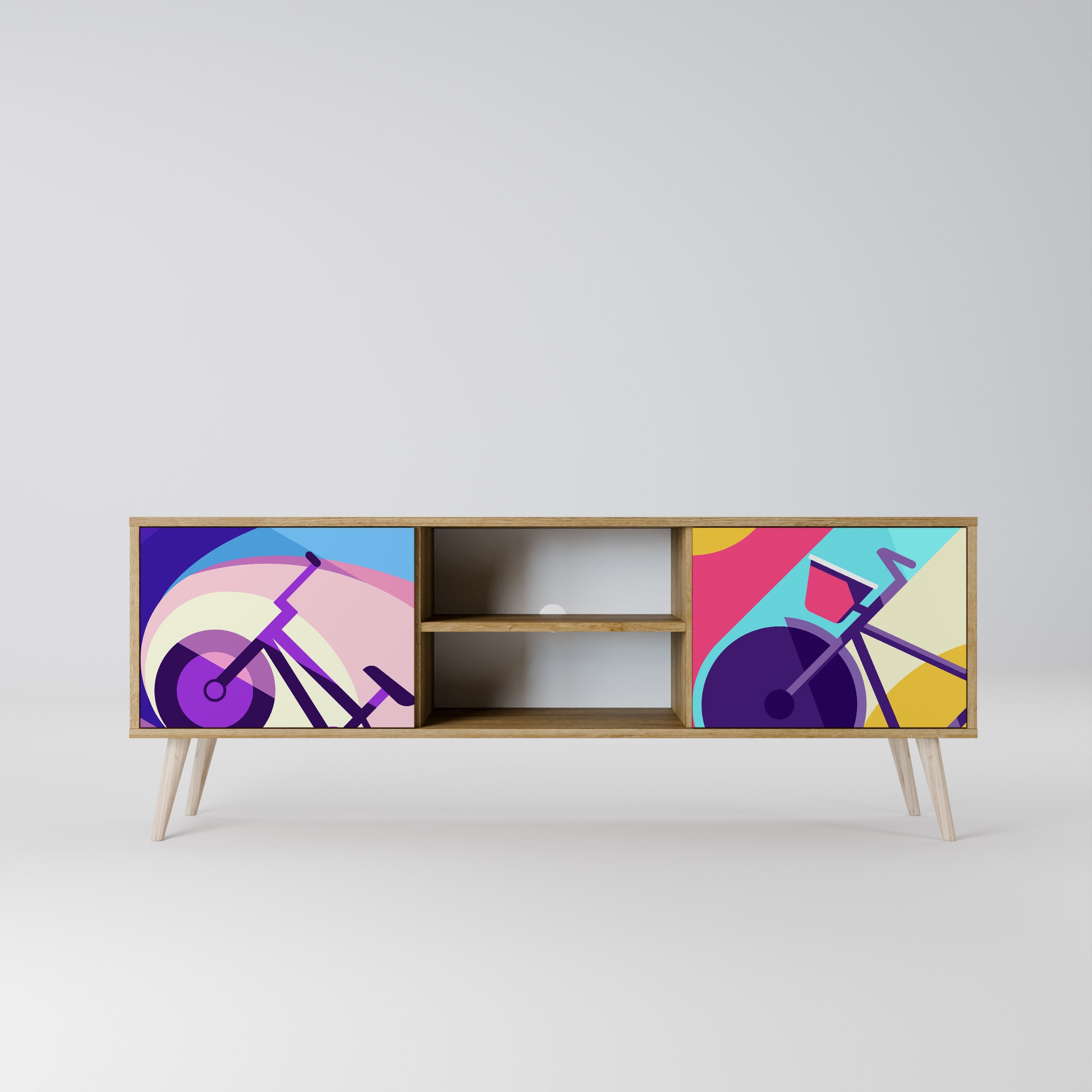 BIKE DREAMS Móvel de TV com 2 Portas em Efeito Carvalho